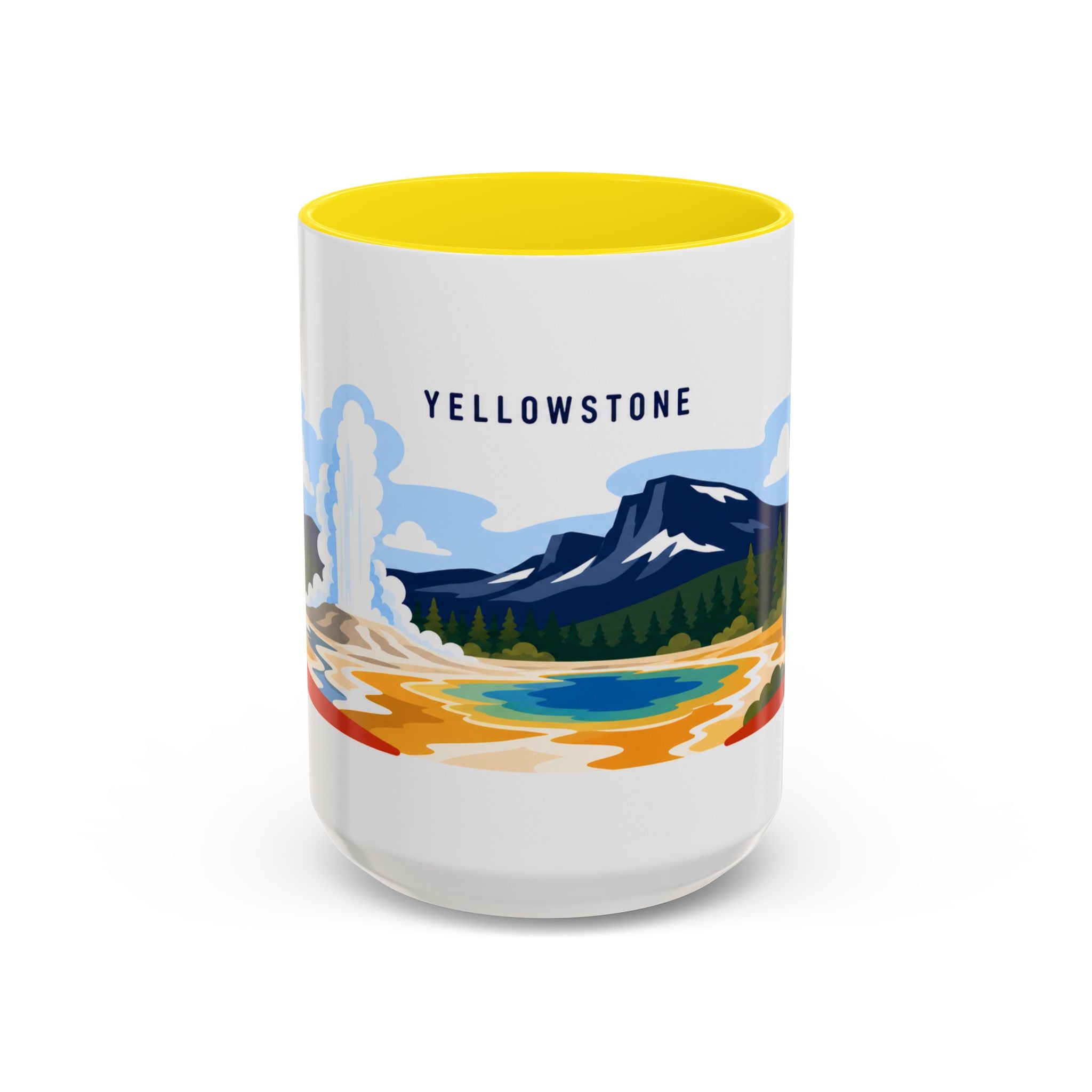 Yellowstone Coffee Mug | Travel Destination Souvenir Gift | Accent Color Ceramic 11oz 15oz
