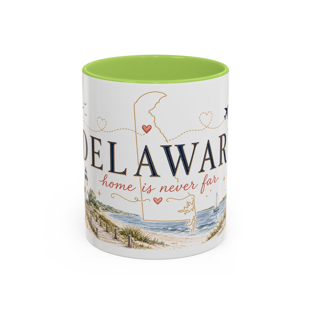 Delaware State Map Mug | Botanical Beach Accent Coffee Cup (11oz/15oz)