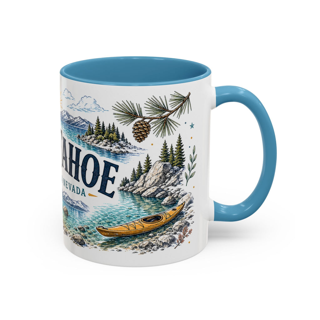 Lake Tahoe Mug, California Nevada Travel Souvenir, Bucket List Gift, Accent Ceramic Coffee Mug 11oz 15oz