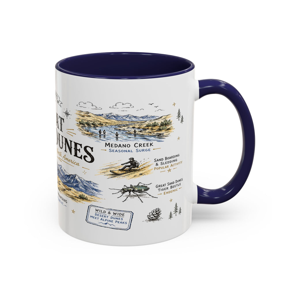 Great Sand Dunes National Park Coffee Mug | Colorado Desert Mountain Dunes Gift | Accent Color Ceramic 11oz 15oz