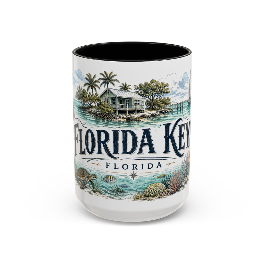 Florida Keys Mug, Florida Travel Souvenir, Bucket List Gift, Accent Ceramic Coffee Mug 11oz 15oz