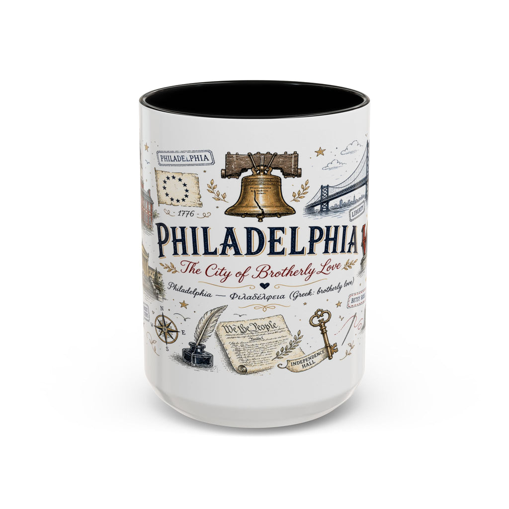 Philadelphia Coffee Mug | Pennsylvania Souvenir City Gift | Accent Color Ceramic 11oz 15oz