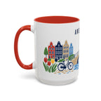 Amsterdam Coffee Mug | Netherlands Travel Souvenir | Porcelain Decal City Gift | 11oz 15oz Accent Mug