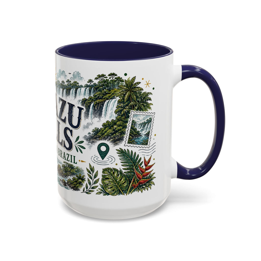 Iguazu Falls Coffee Mug | Travel Destination Souvenir Gift | Accent Color Ceramic 11oz 15oz