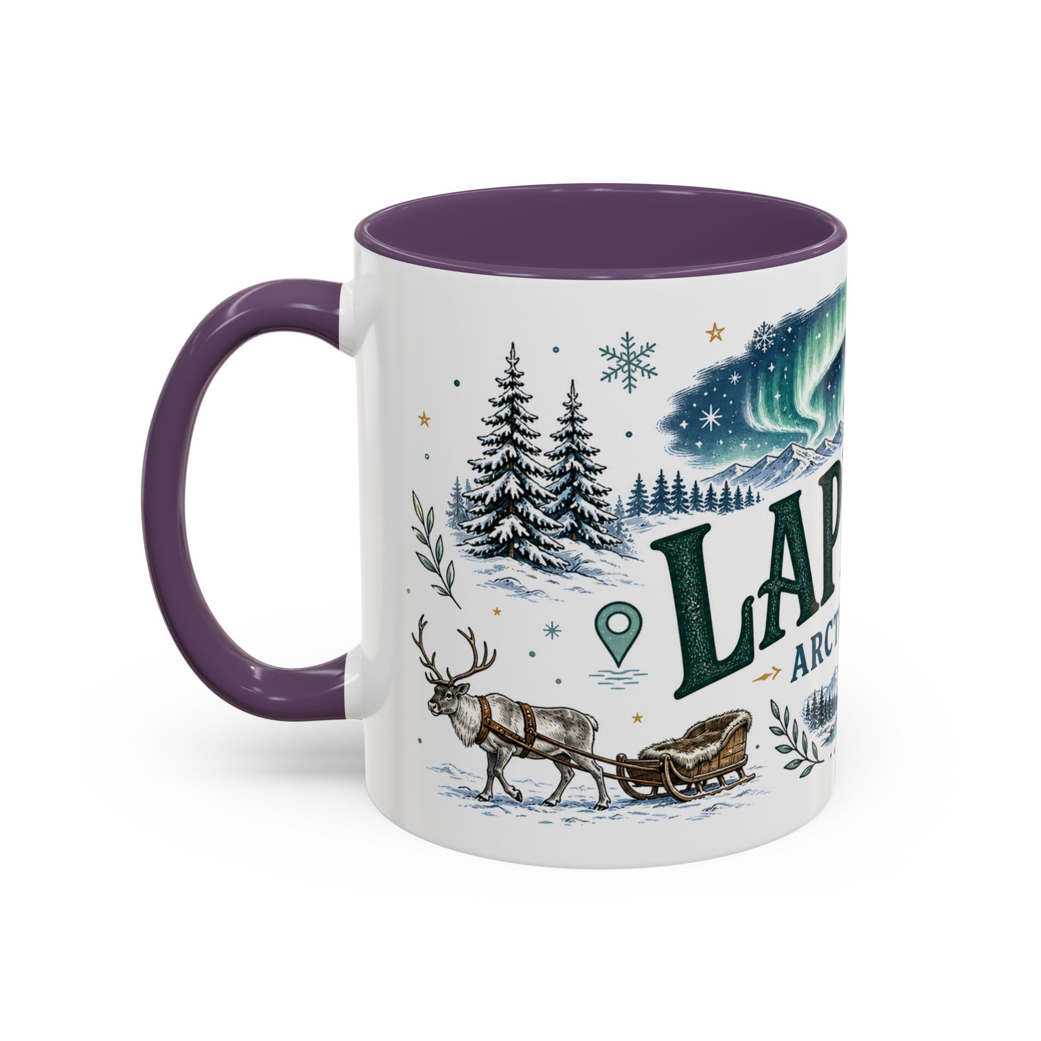 Lapland Coffee Mug | Travel Destination Souvenir Gift | Accent Color Ceramic 11oz 15oz