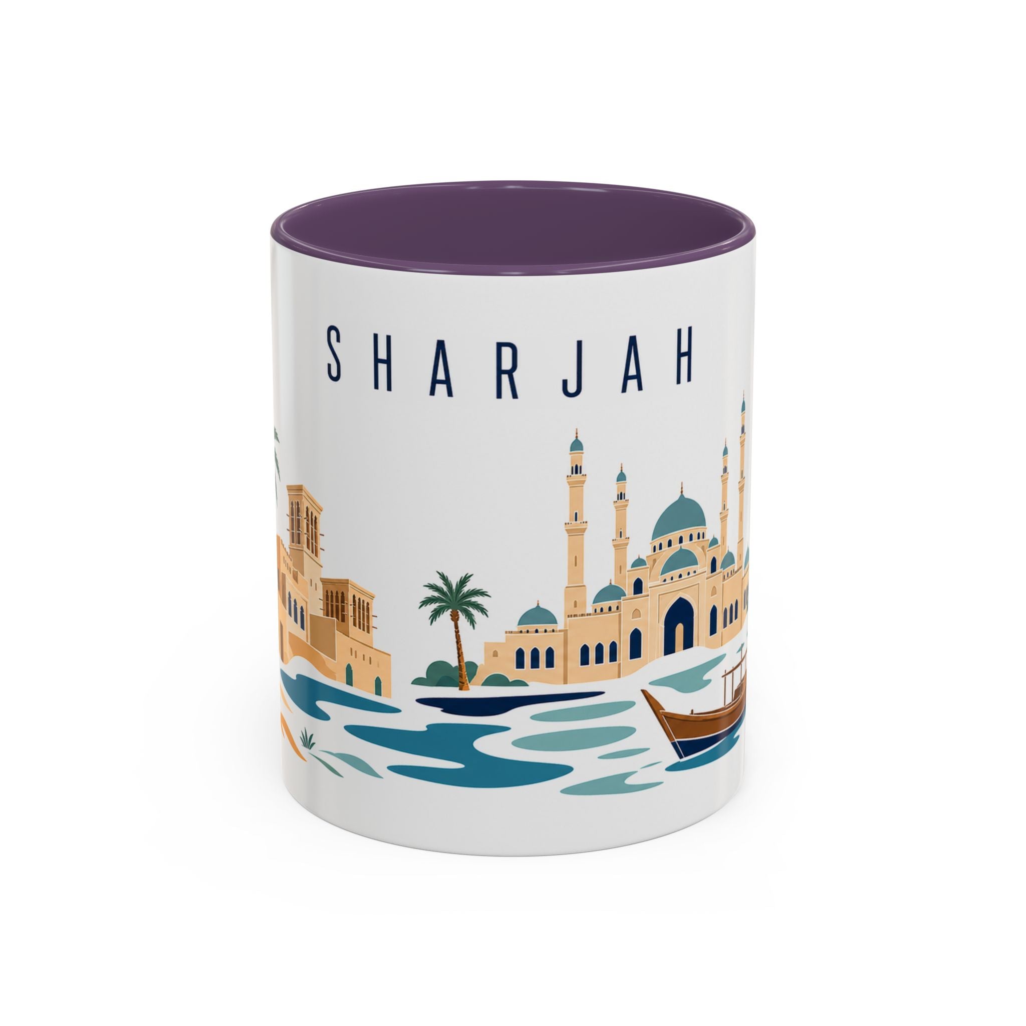 Sharjah Coffee Mug | United Arab Emirates Travel Souvenir | Porcelain Decal City Gift | 11oz 15oz Accent Mug