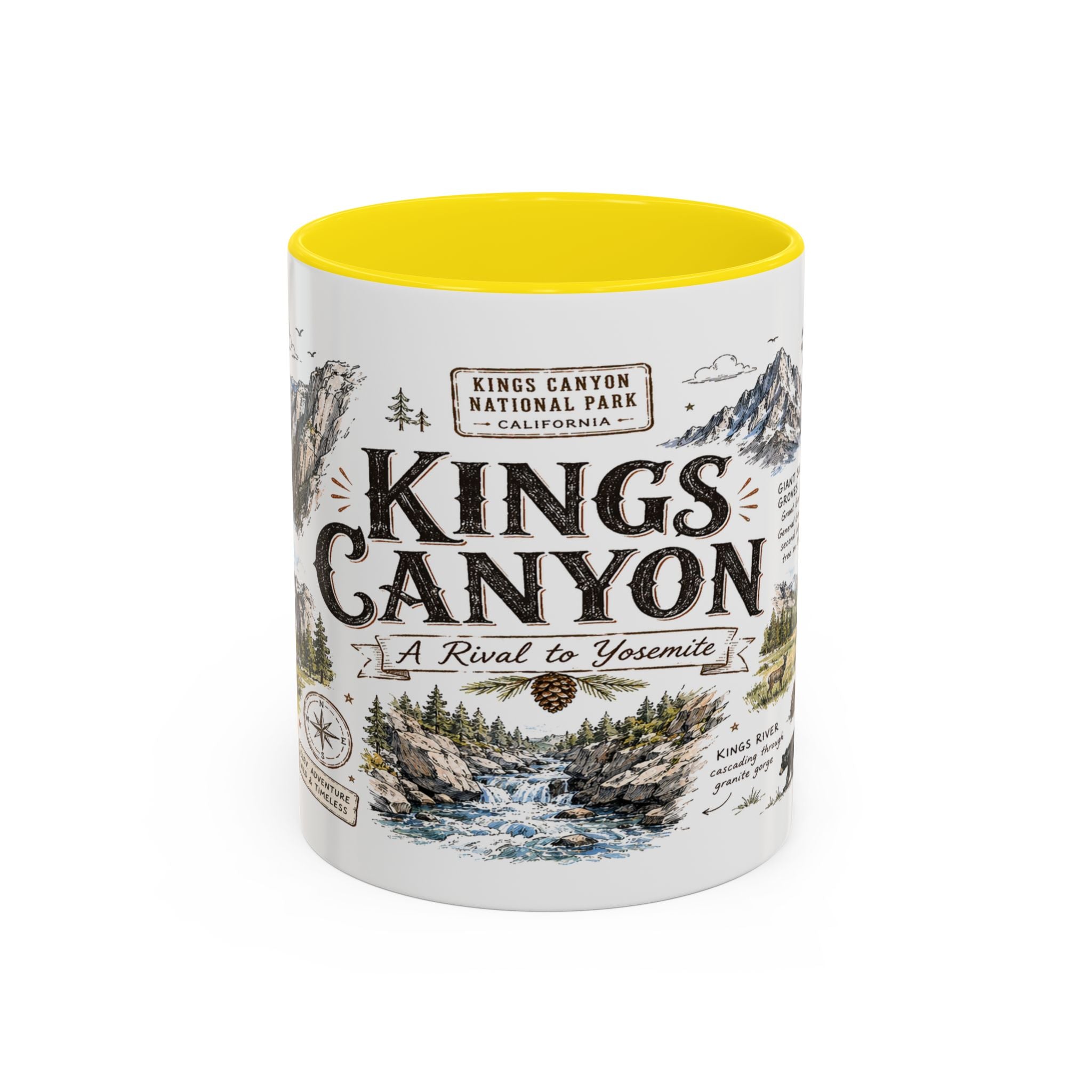 Kings Canyon National Park Coffee Mug | California Sierra Nevada Sequoia Gift | Accent Color Ceramic 11oz 15oz