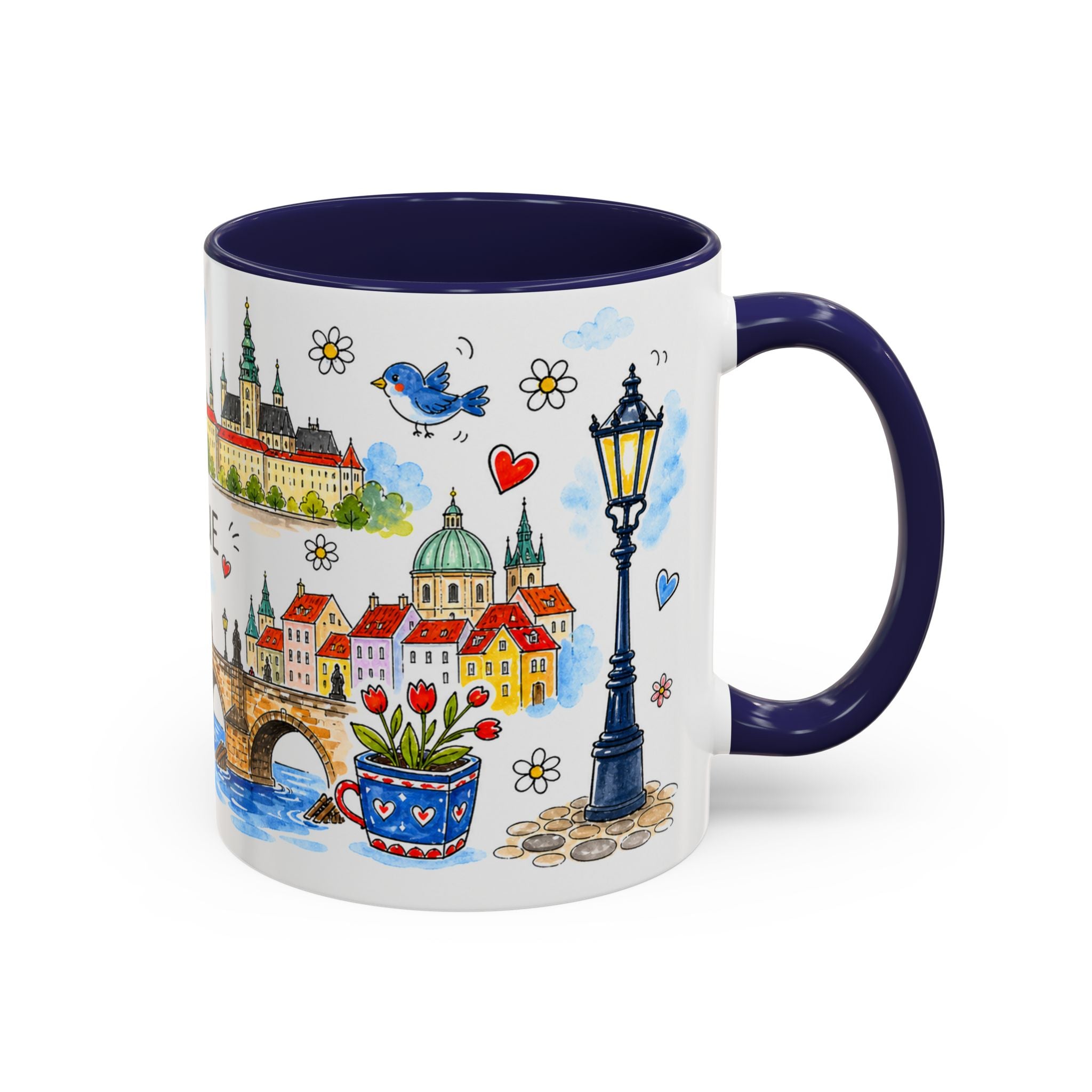 Prague Travel Mug | European City Souvenir Accent Coffee Mug | 11oz 15oz Ceramic Cup