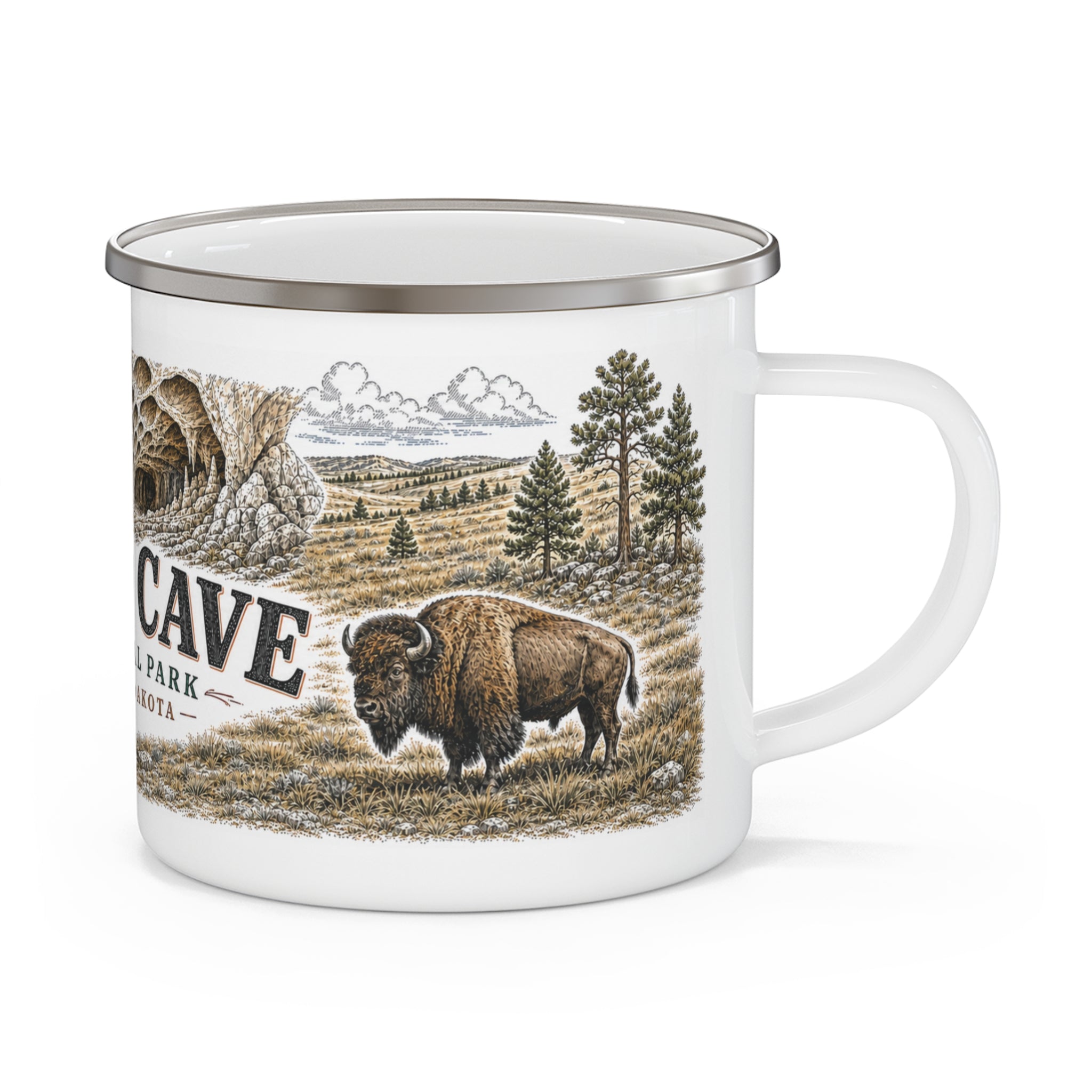 Wind Cave National Park Vintage Enamel Camping Mug | 12oz National Park Hiking Gift