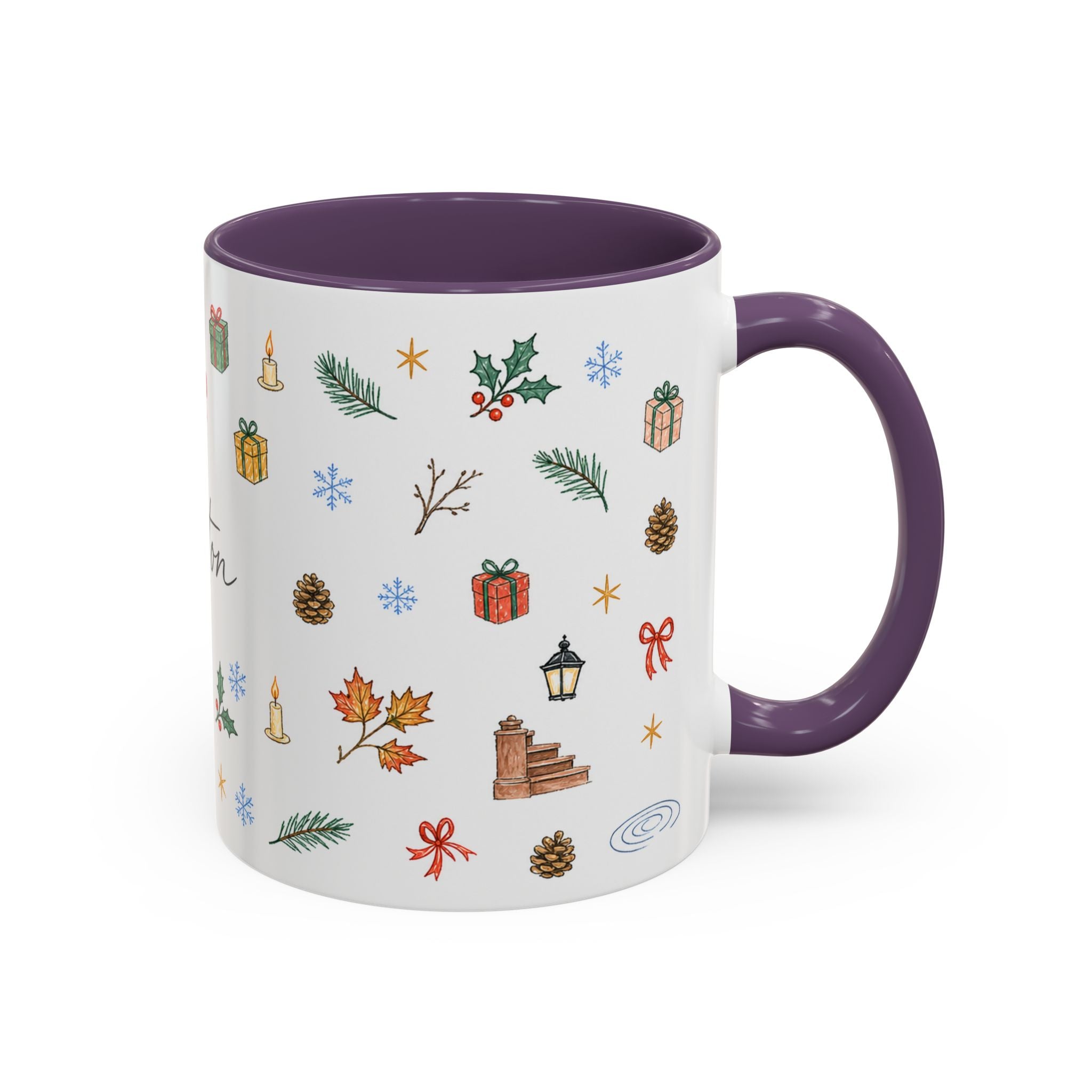 Boston Christmas Mug | Watercolor Travel Souvenir | Holiday Gift | Accent Ceramic Coffee Cup 11oz 15oz