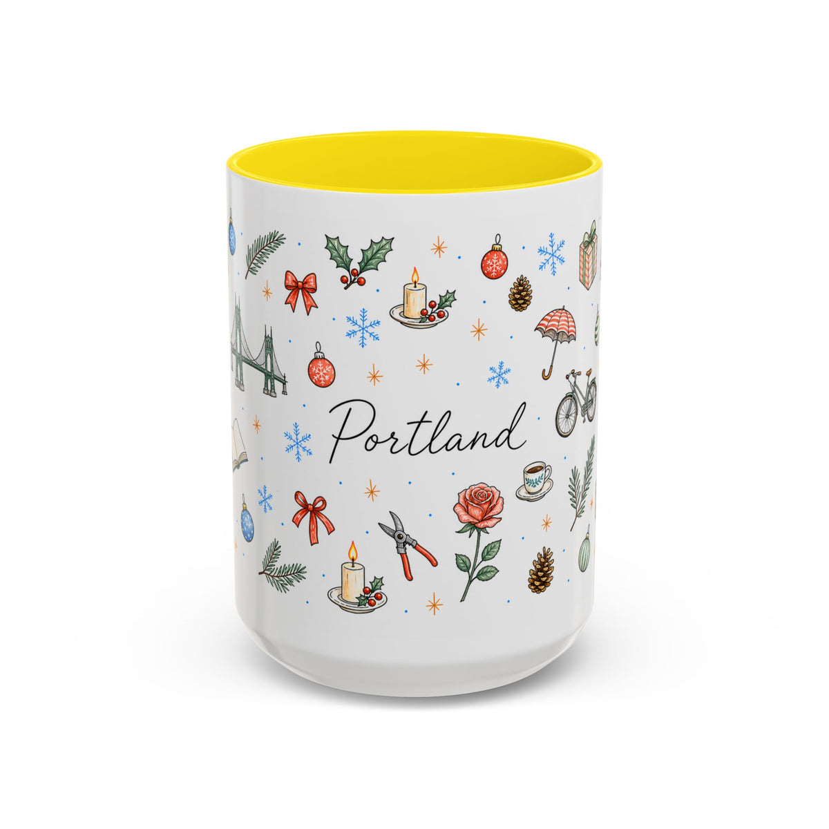 Portland Christmas Watercolor Mug | City Souvenir Coffee Cup (11oz 15oz)