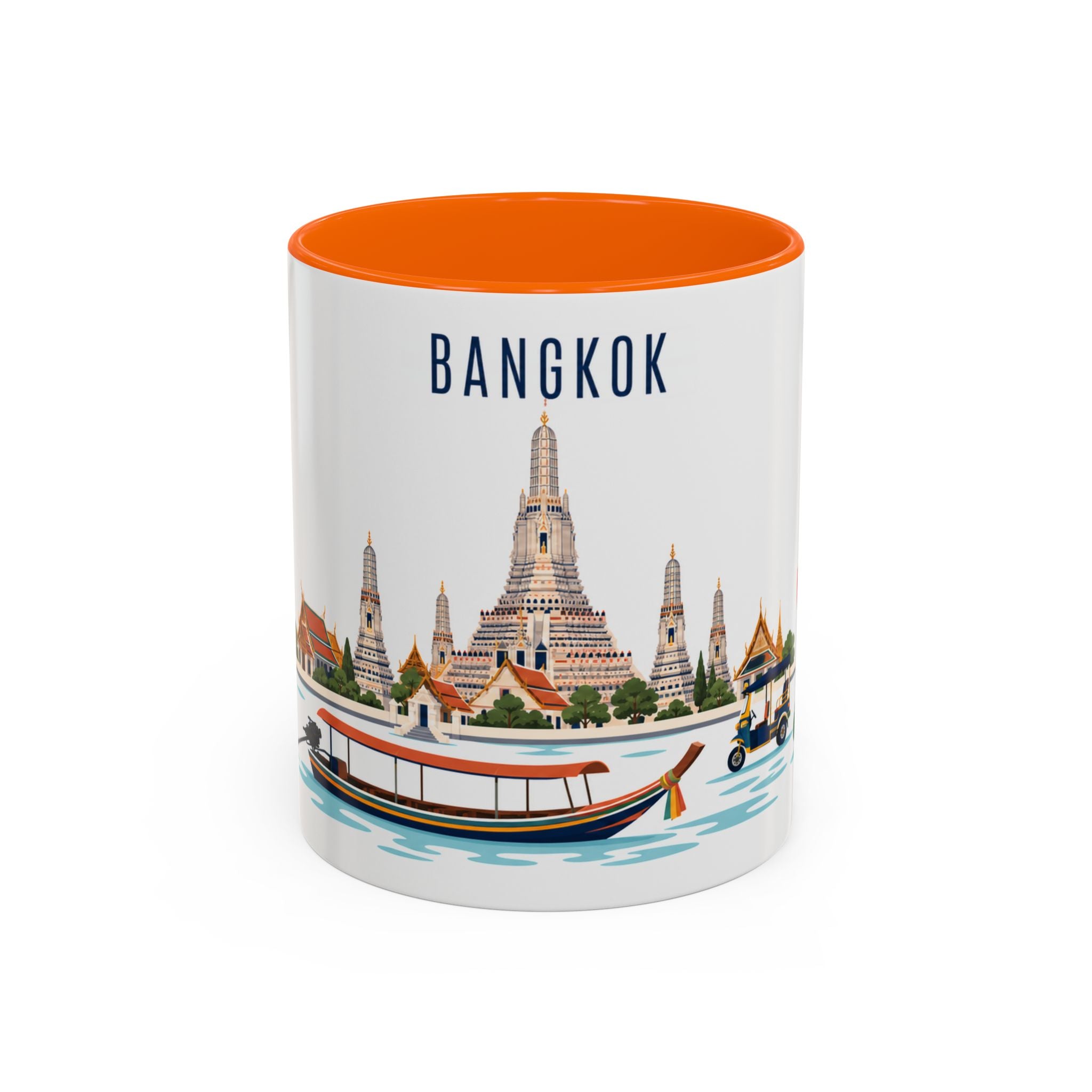 Bangkok Coffee Mug | Thailand Travel Souvenir | Porcelain Decal City Gift | 11oz 15oz Accent Mug
