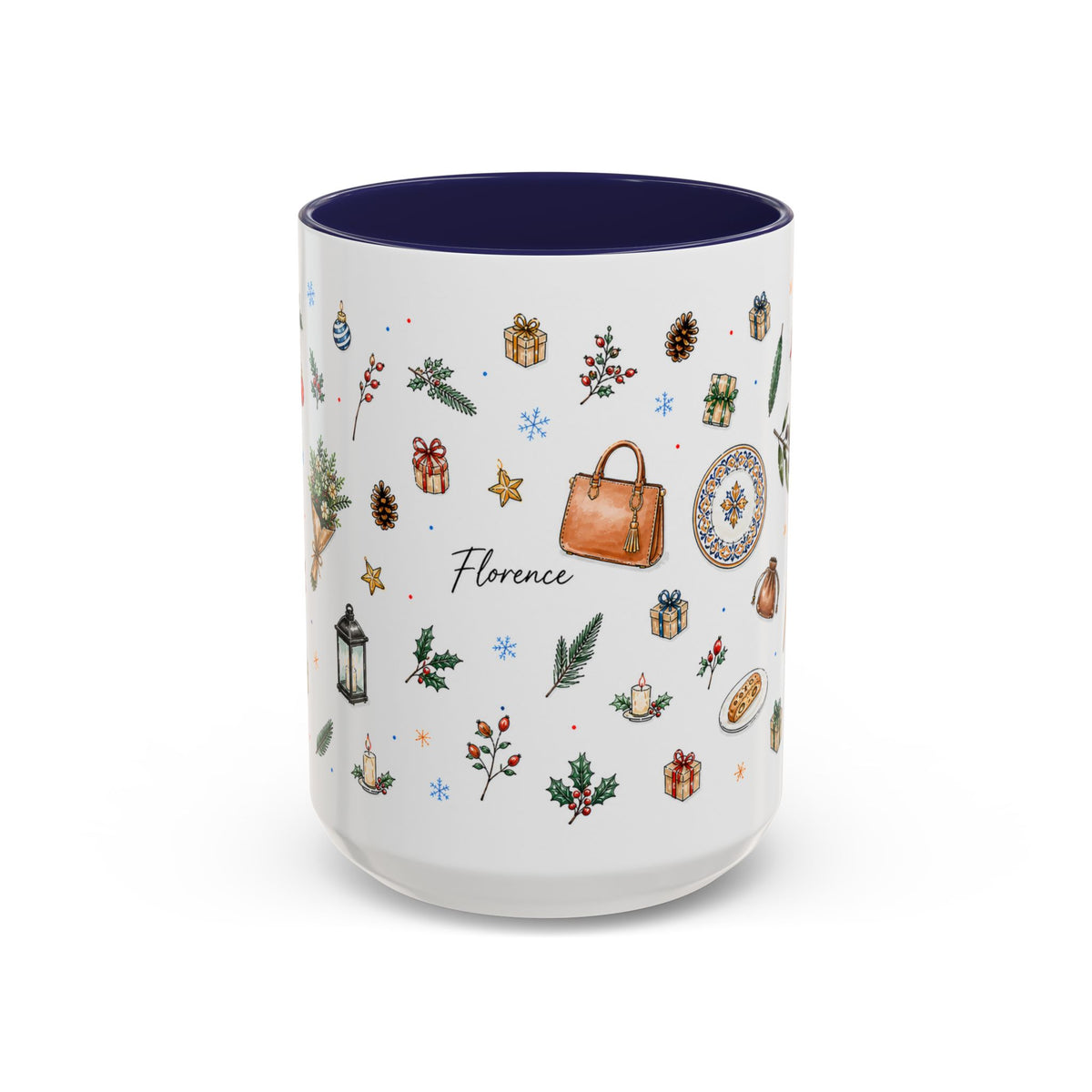 Florence Christmas Mug | Watercolor City Souvenir | Ceramic Coffee Cup (11oz 15oz)
