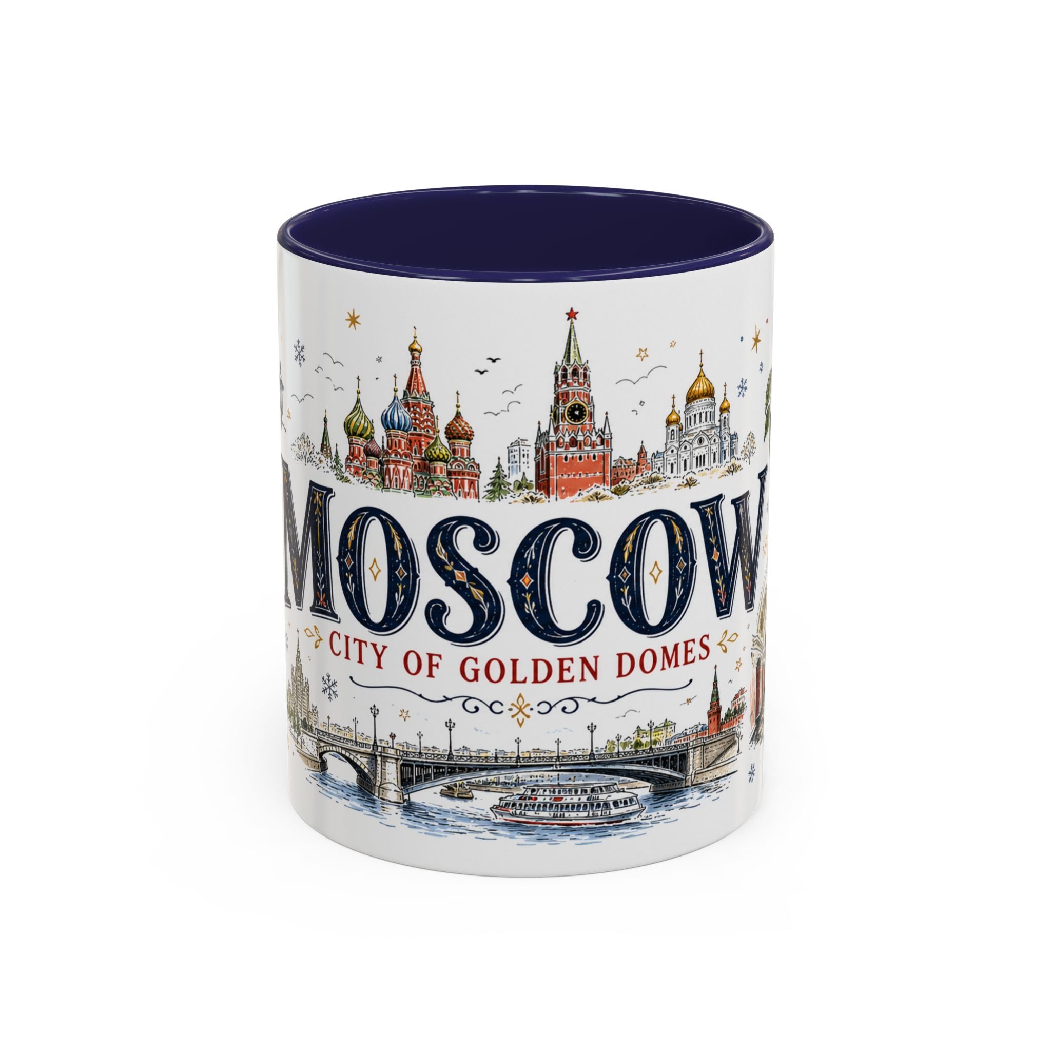 Moscow Coffee Mug | Russia Souvenir Travel Gift | Accent Color Ceramic 11oz 15oz