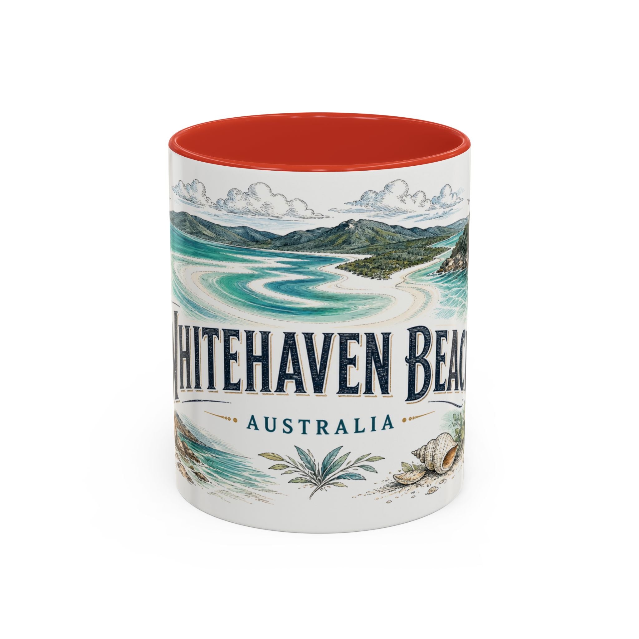 Whitehaven Beach Mug, Australia Travel Souvenir, Bucket List Gift, Accent Ceramic Coffee Mug 11oz 15oz
