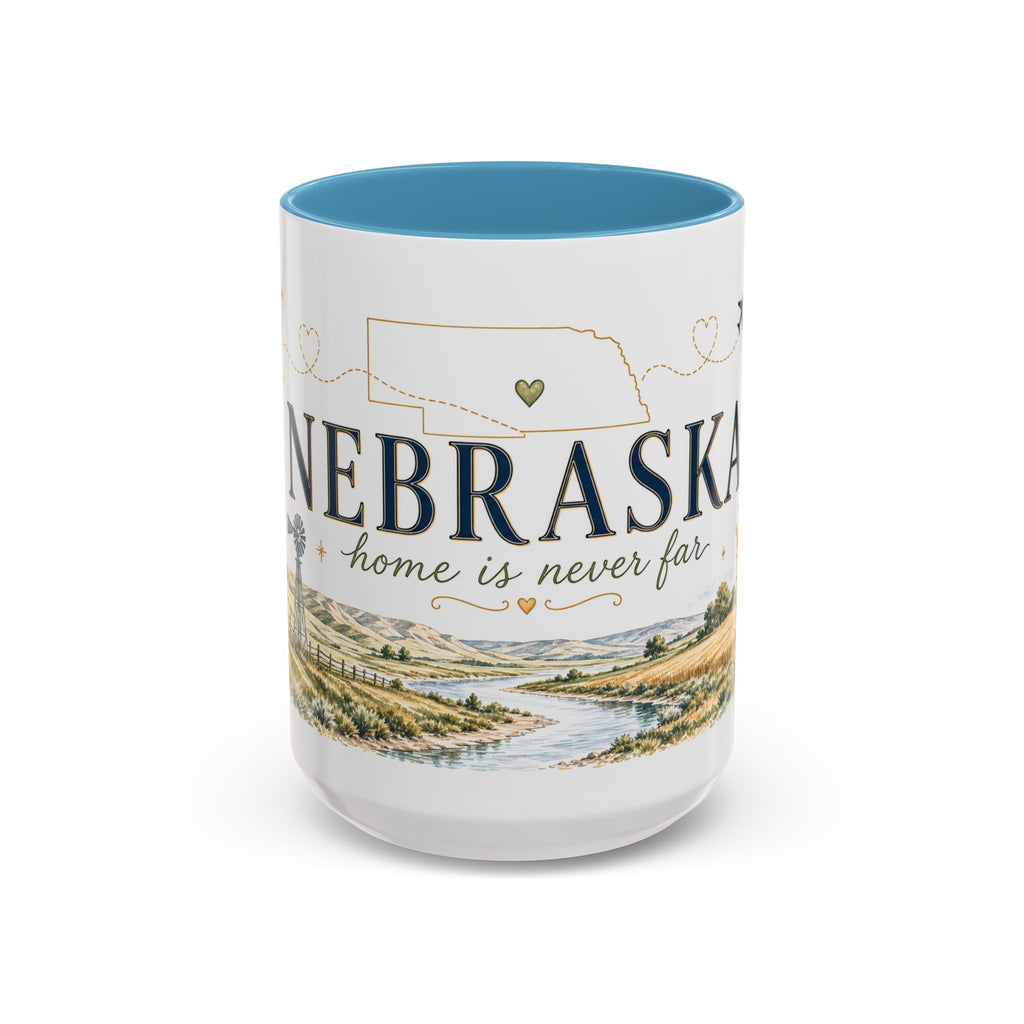 Nebraska State Mug | Moving Away, Long Distance Friendship Gift | Botanical Landscape Accent Mug