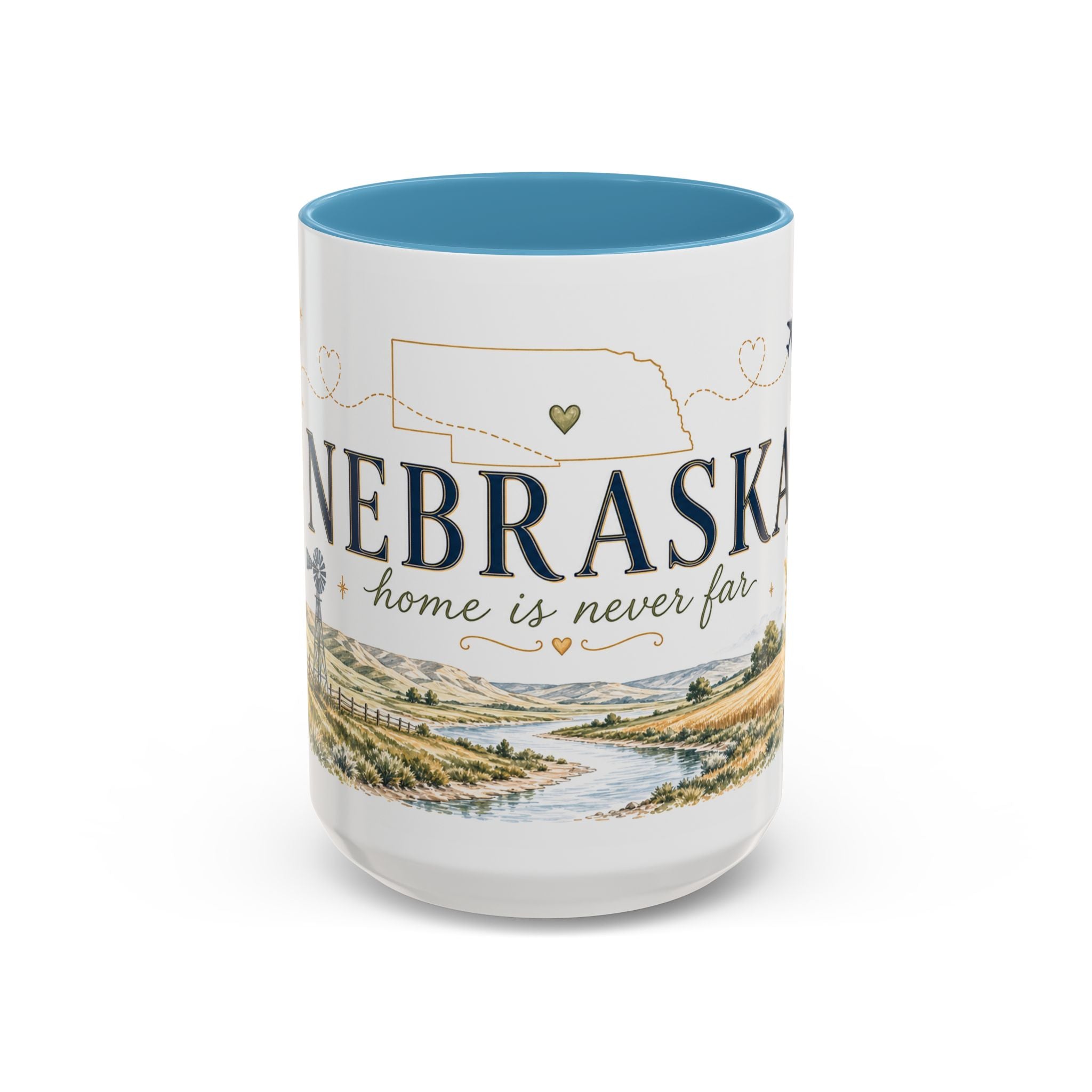 Nebraska State Mug | Moving Away, Long Distance Friendship Gift | Botanical Landscape Accent Mug