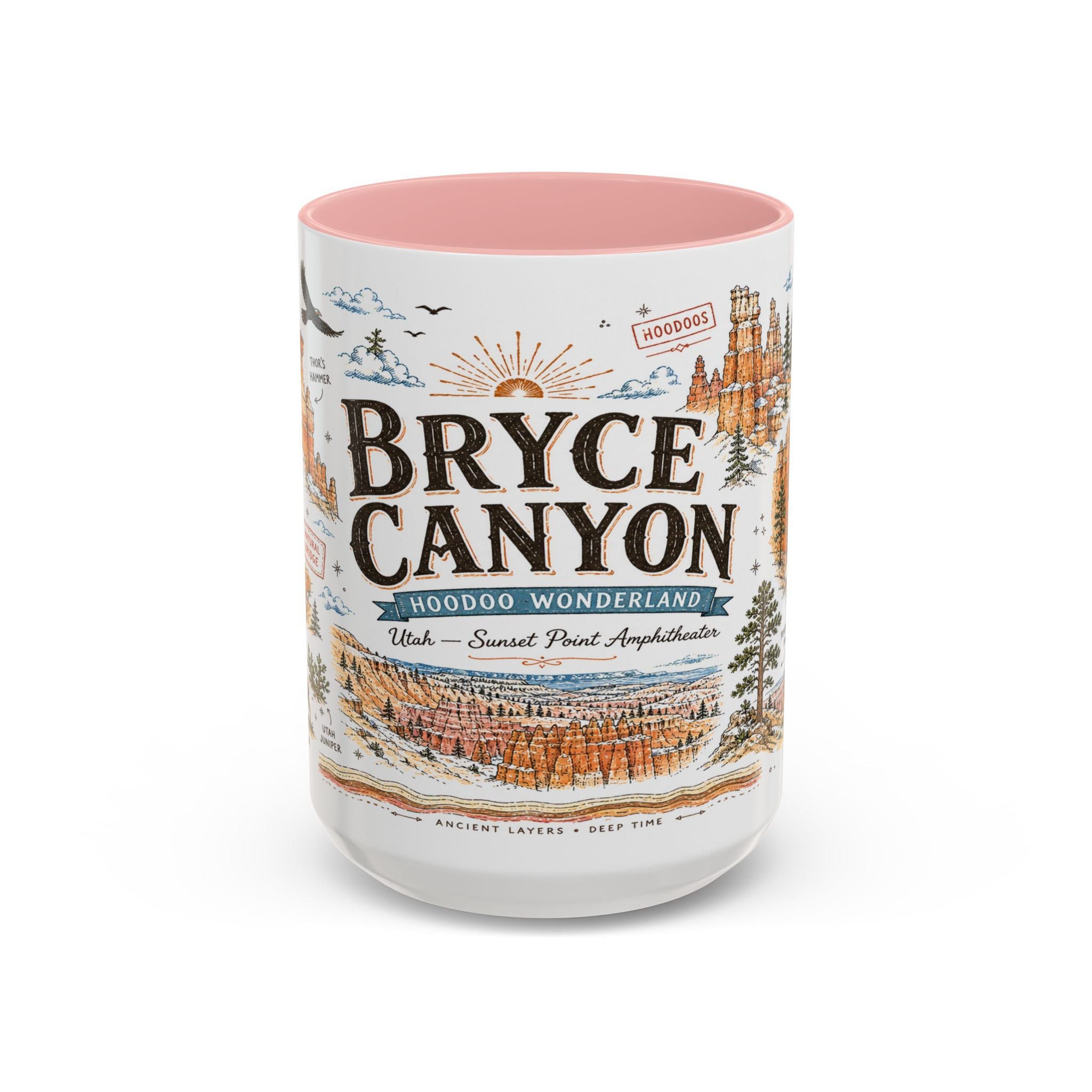Bryce Canyon Coffee Mug | National Park Hiking Utah Gift | Accent Color Ceramic 11oz 15oz