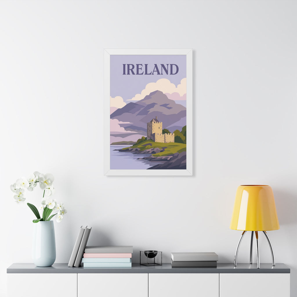 Ireland Castle Ireland Framed Poster | Vintage Travel Wall Art | Black Walnut White Frame | 16x24 20x30