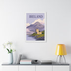 Ireland Castle Ireland Framed Poster | Vintage Travel Wall Art | Black Walnut White Frame | 16x24 20x30