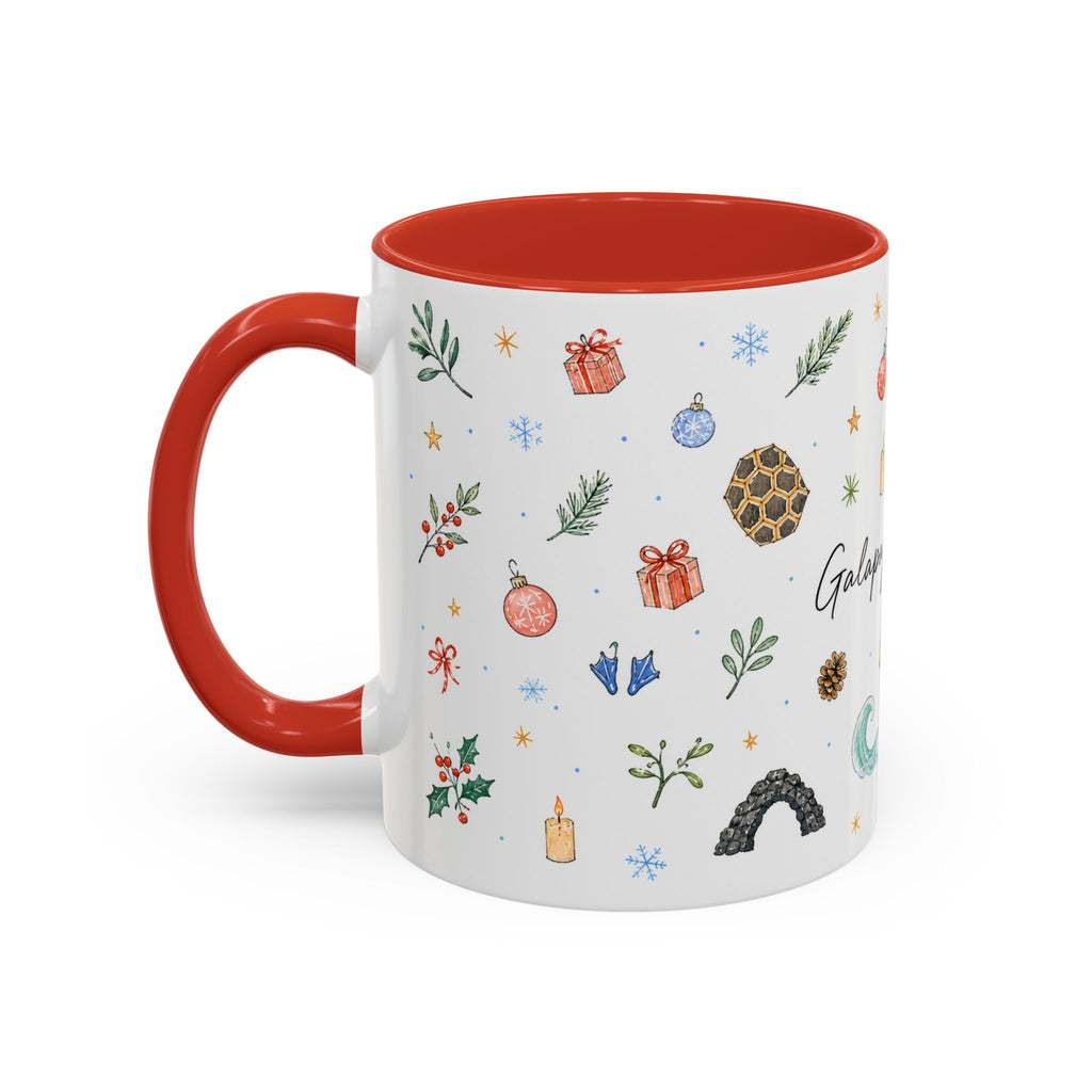 Galapagos Islands Christmas Mug | Watercolor Travel Souvenir | Holiday Gift | Accent Ceramic Coffee Cup 11oz 15oz