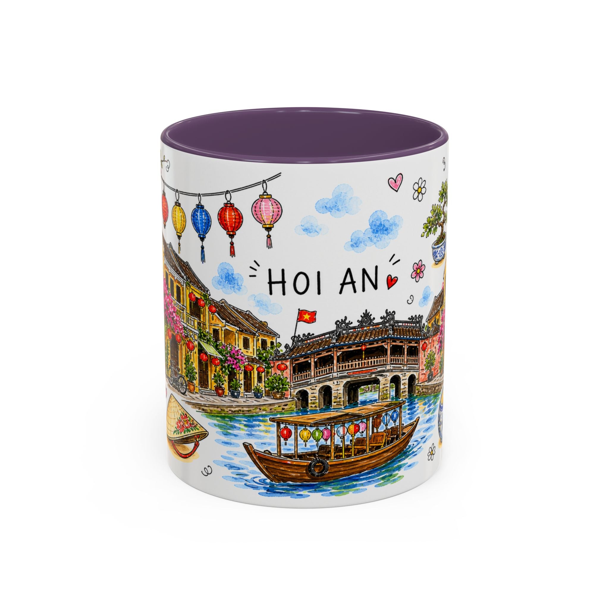 Hoi An Illustrated Travel Mug | City Souvenir Accent Coffee Mug | 11oz 15oz Ceramic Cup