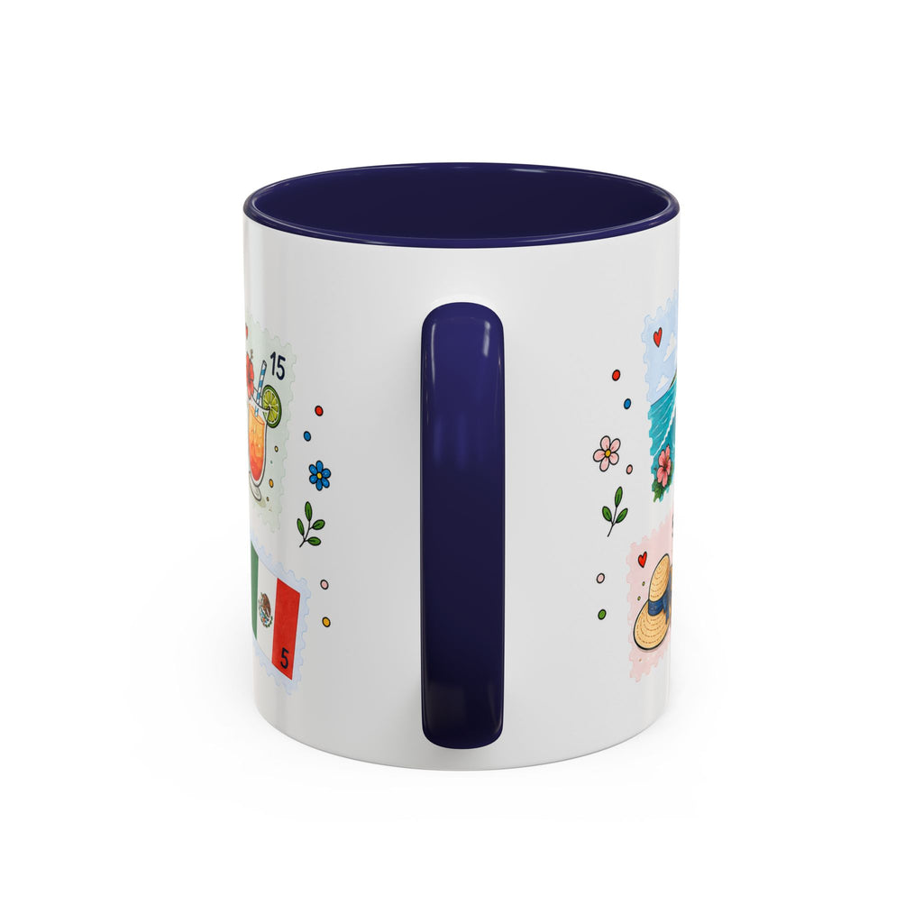 Cancun Coffee Mug | Postage Stamp Collage Mug | Travel Souvenir Accent Cup 11oz 15oz