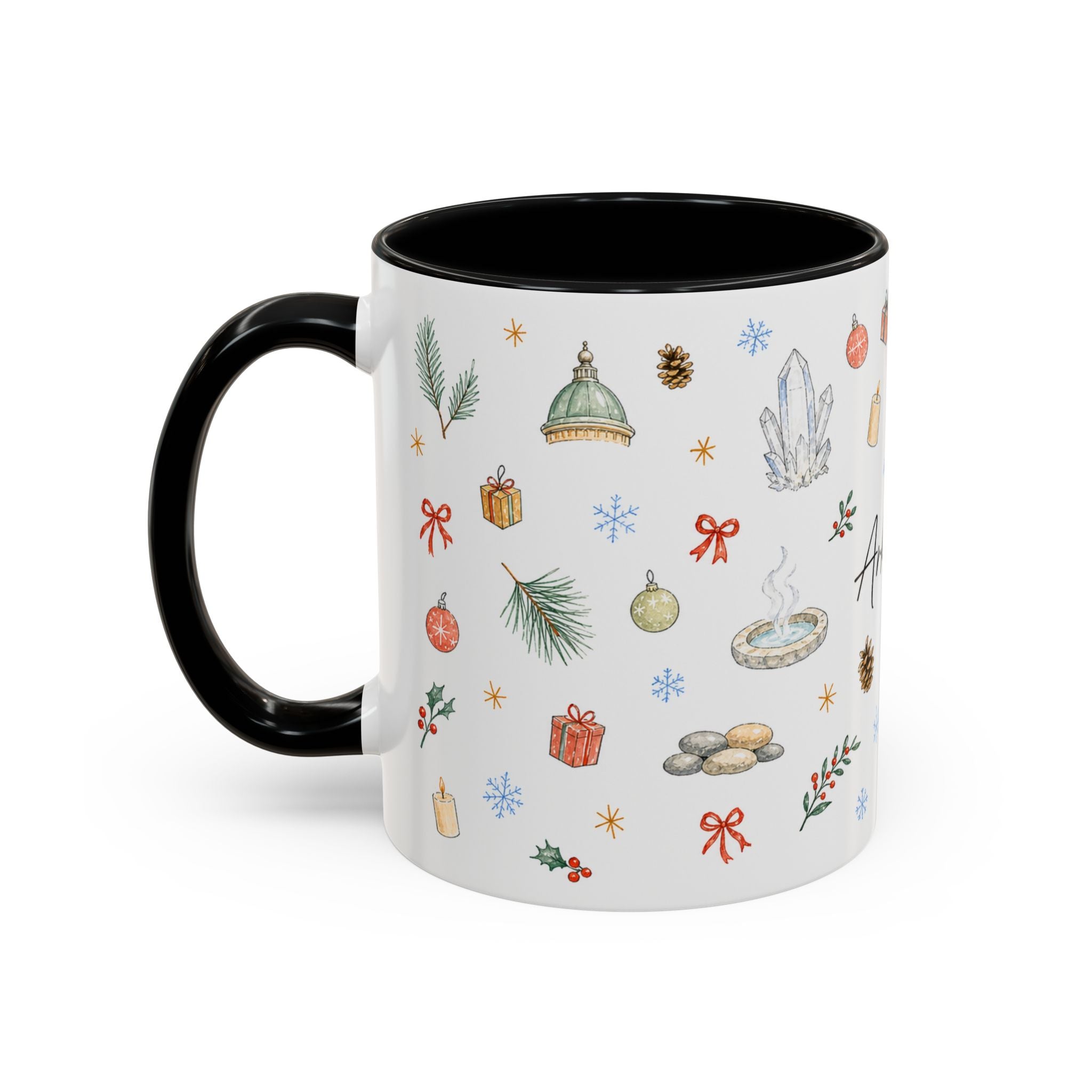 Arkansas Christmas Mug | Watercolor Travel Souvenir | Holiday Gift | Accent Ceramic Coffee Cup 11oz 15oz