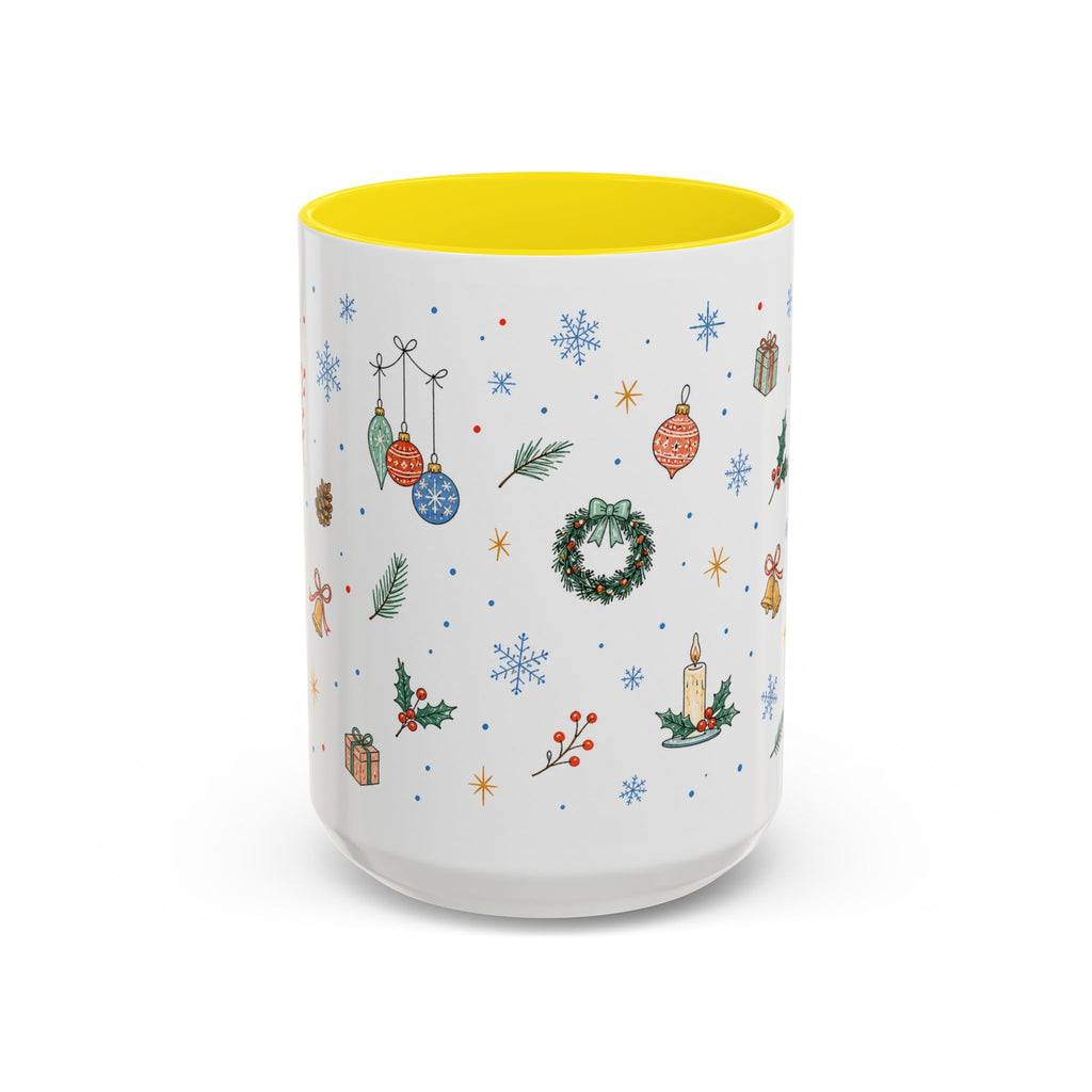 Christmas Ornament Mug | Snowflake Watercolor Holiday Gift | Accent Cup 11oz 15oz
