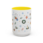 Christmas Ornament Mug | Snowflake Watercolor Holiday Gift | Accent Cup 11oz 15oz