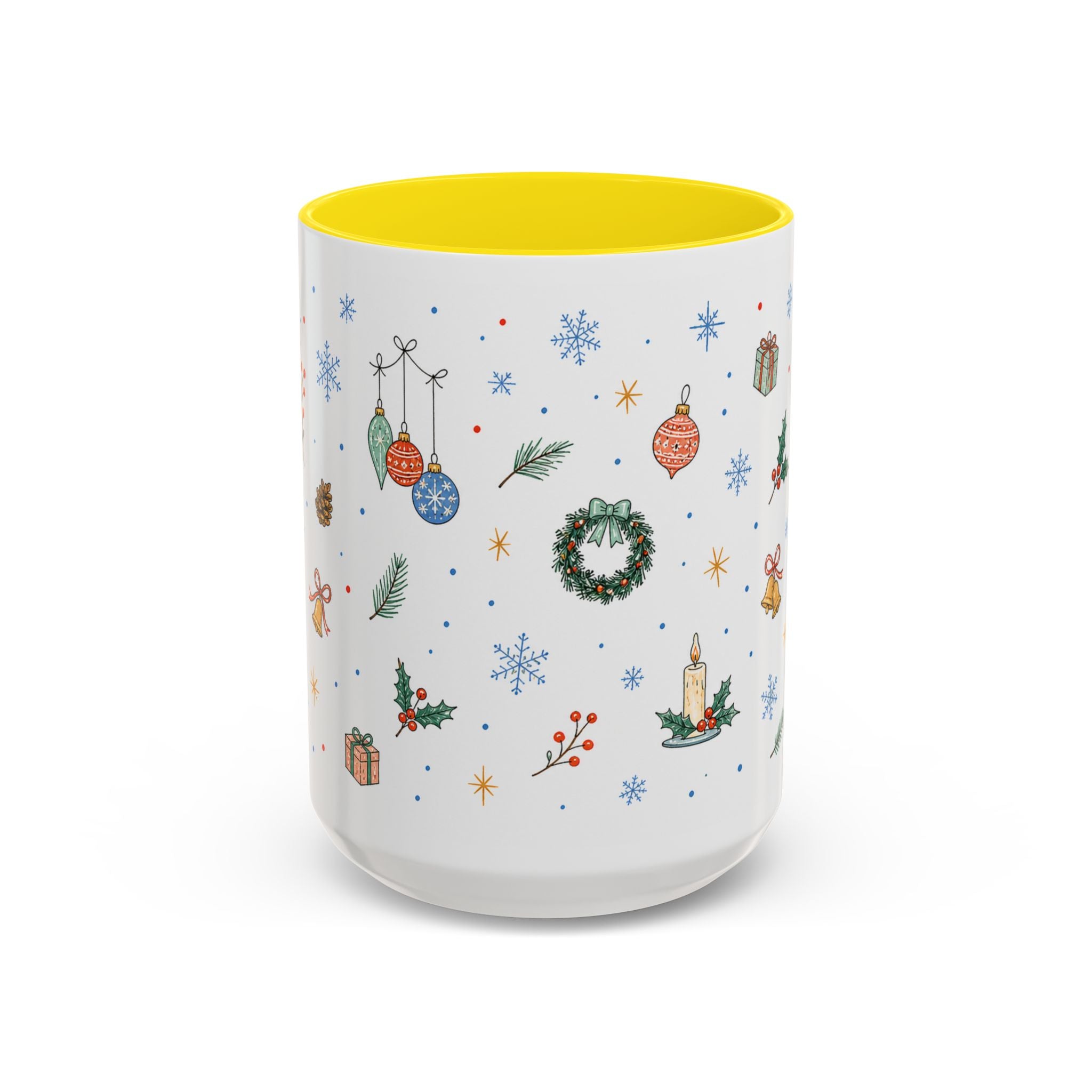 Christmas Ornament Mug | Snowflake Watercolor Holiday Gift | Accent Cup 11oz 15oz