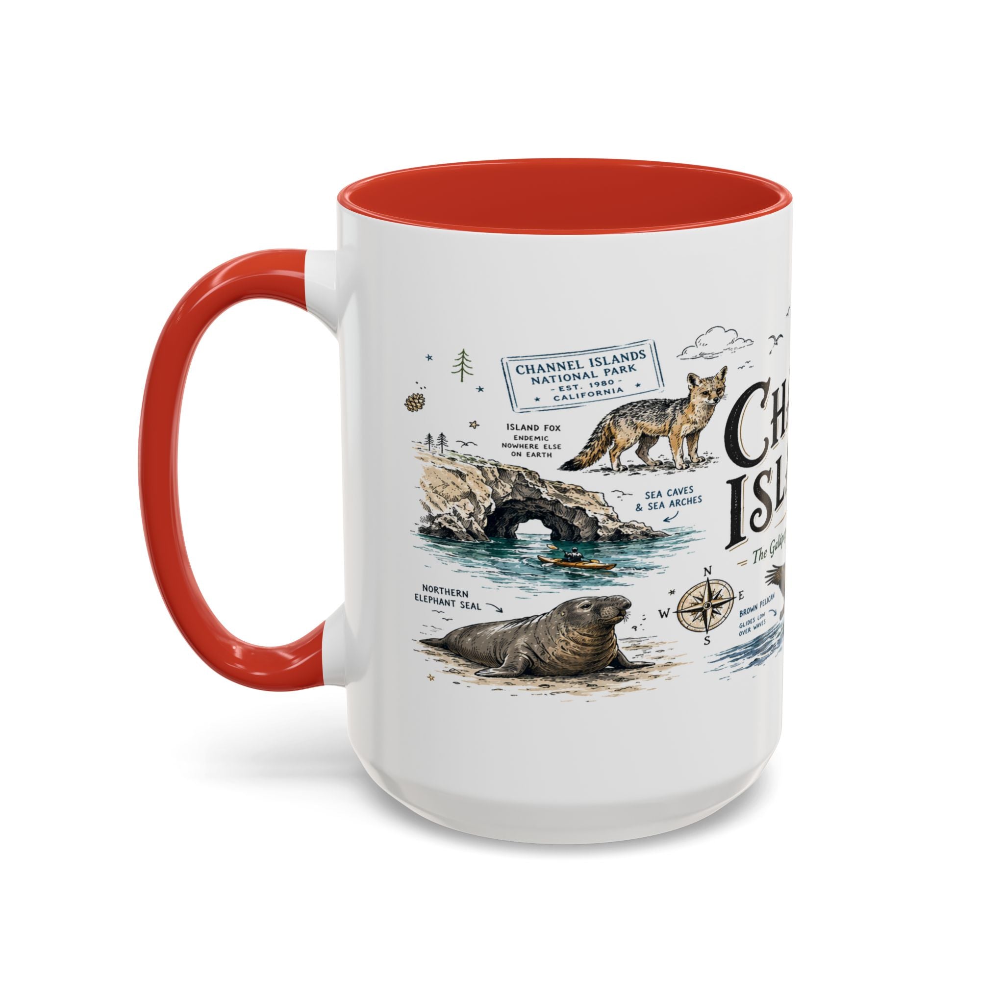 Channel Islands National Park Coffee Mug | California Island Wildlife Marine Gift | Accent Color Ceramic 11oz 15oz