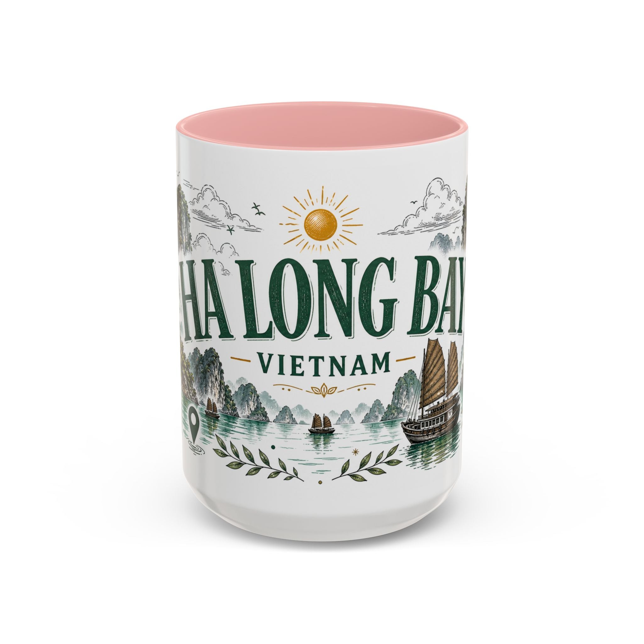 Ha Long Bay Coffee Mug | Travel Destination Souvenir Gift | Accent Color Ceramic 11oz 15oz