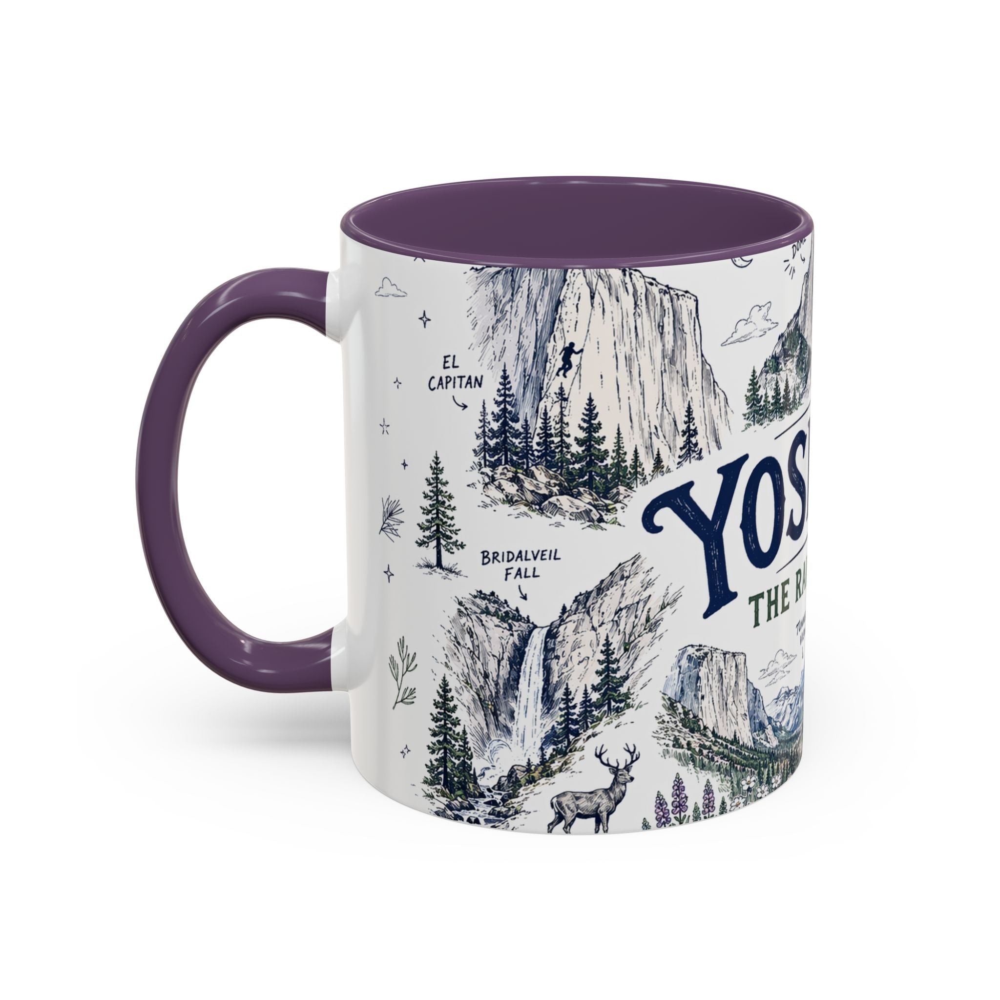 Yosemite National Park Coffee Mug | Hiking Camping Nature Gift | Accent Color Ceramic 11oz 15oz