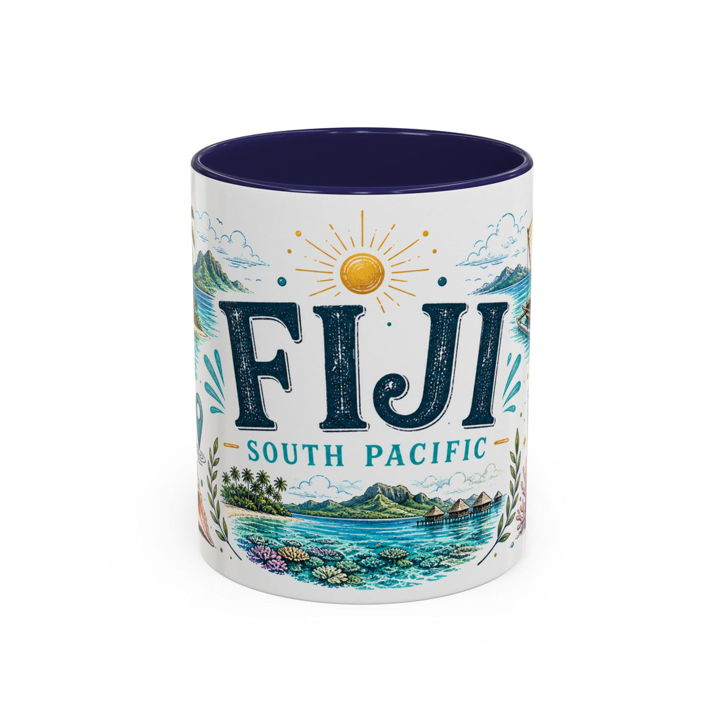 Fiji Coffee Mug | Travel Destination Souvenir Gift | Accent Color Ceramic 11oz 15oz