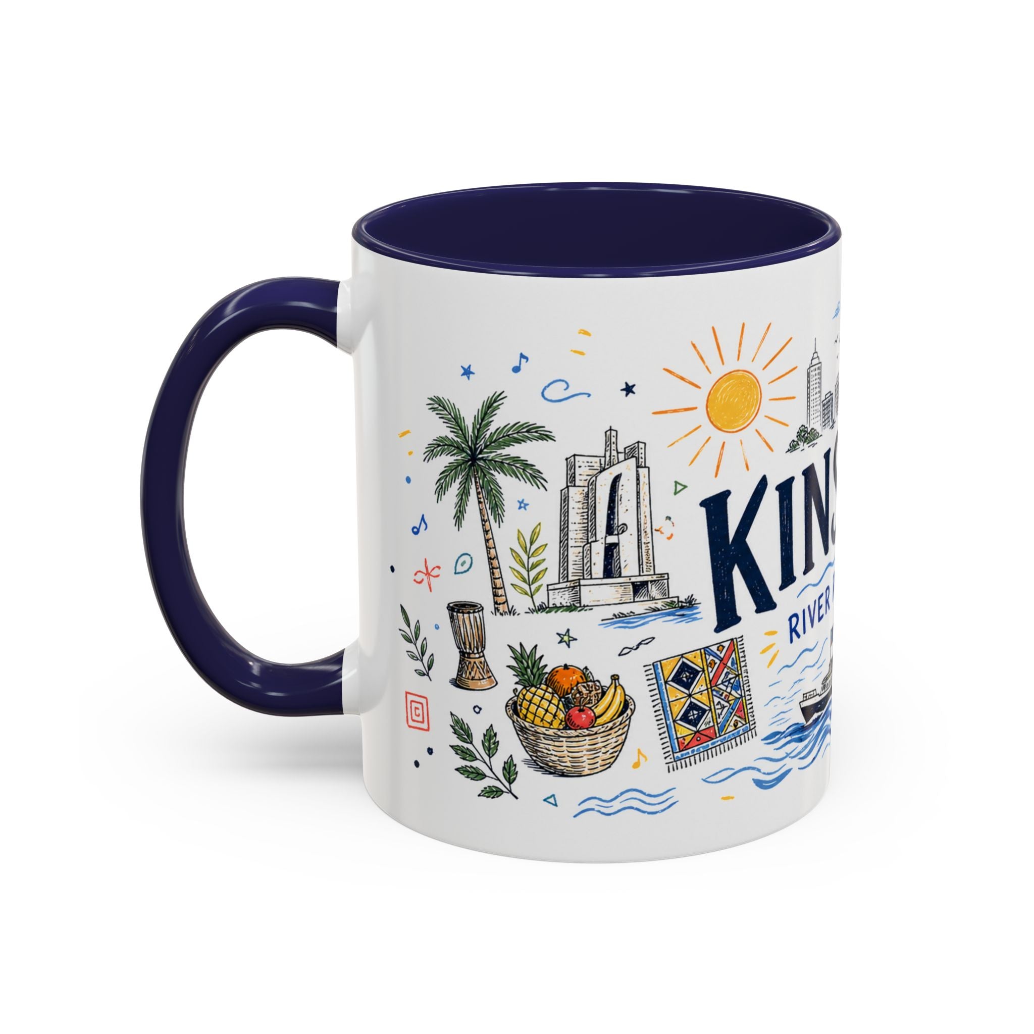 Kinshasa Coffee Mug | DR Congo Souvenir Travel Gift | Accent Color Ceramic 11oz 15oz