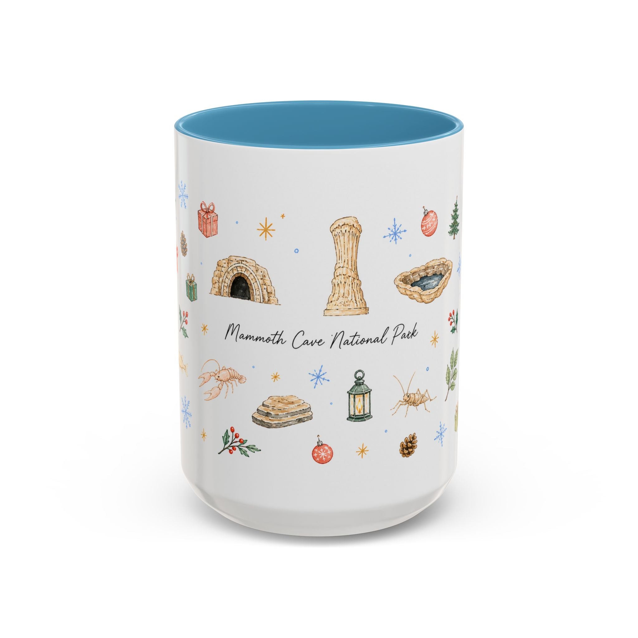 Mammoth Cave National Park Christmas Mug | Watercolor Travel Souvenir | Holiday Gift | Accent Ceramic Coffee Cup 11oz 15oz