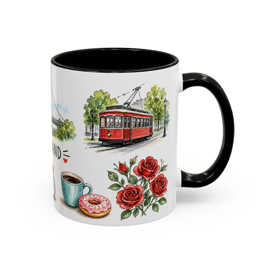 Portland Illustrated Travel Mug | City Souvenir Accent Coffee Mug | 11oz 15oz Ceramic Cup