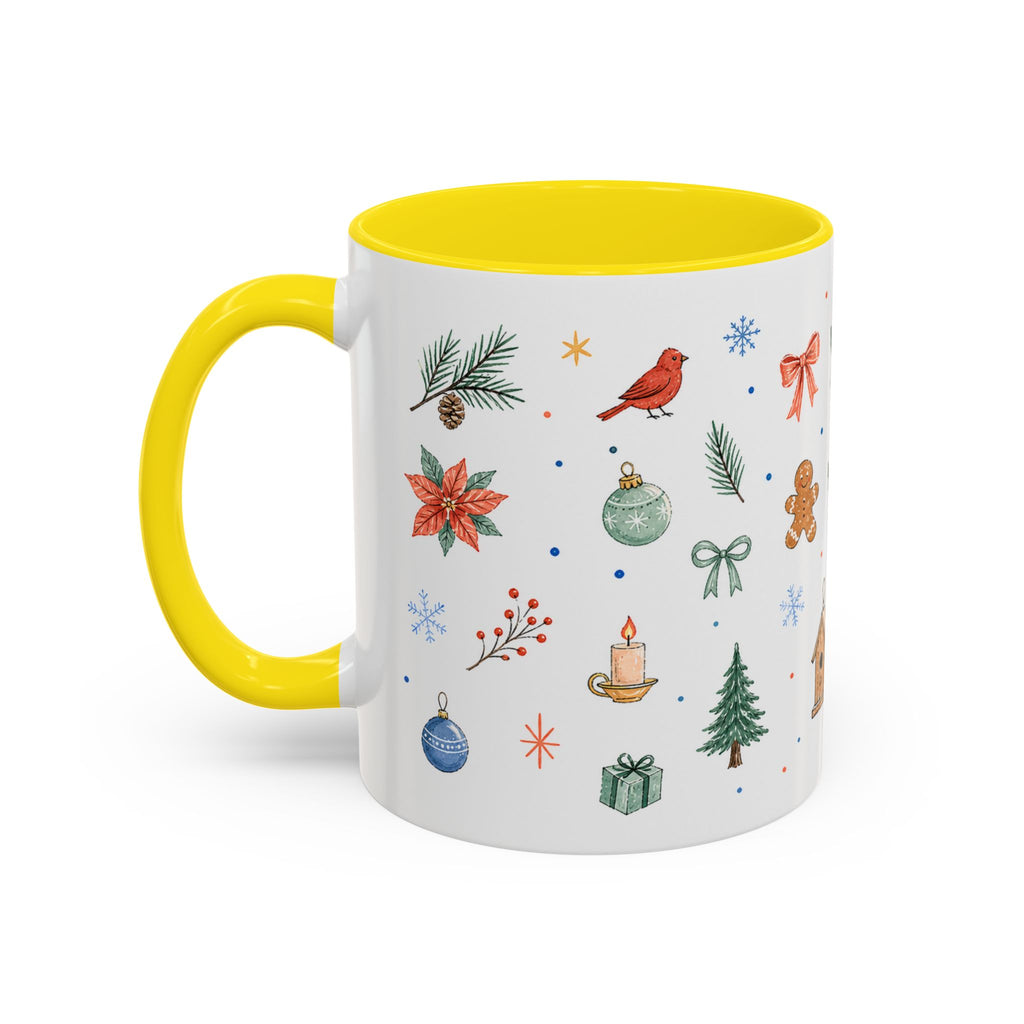Woodland Christmas Mug | Deer Bird Watercolor Holiday Gift | Accent Cup 11oz 15oz