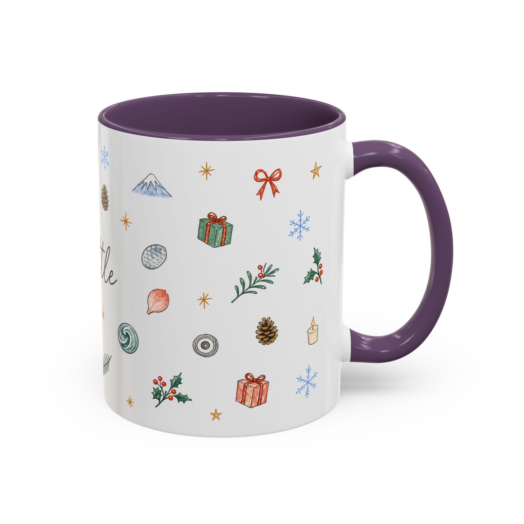 Seattle Christmas Mug | Watercolor Travel Souvenir | Holiday Gift | Accent Ceramic Coffee Cup 11oz 15oz