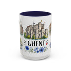 Ghent Illustrated Travel Mug | City Souvenir Accent Coffee Mug | 11oz 15oz Ceramic Cup