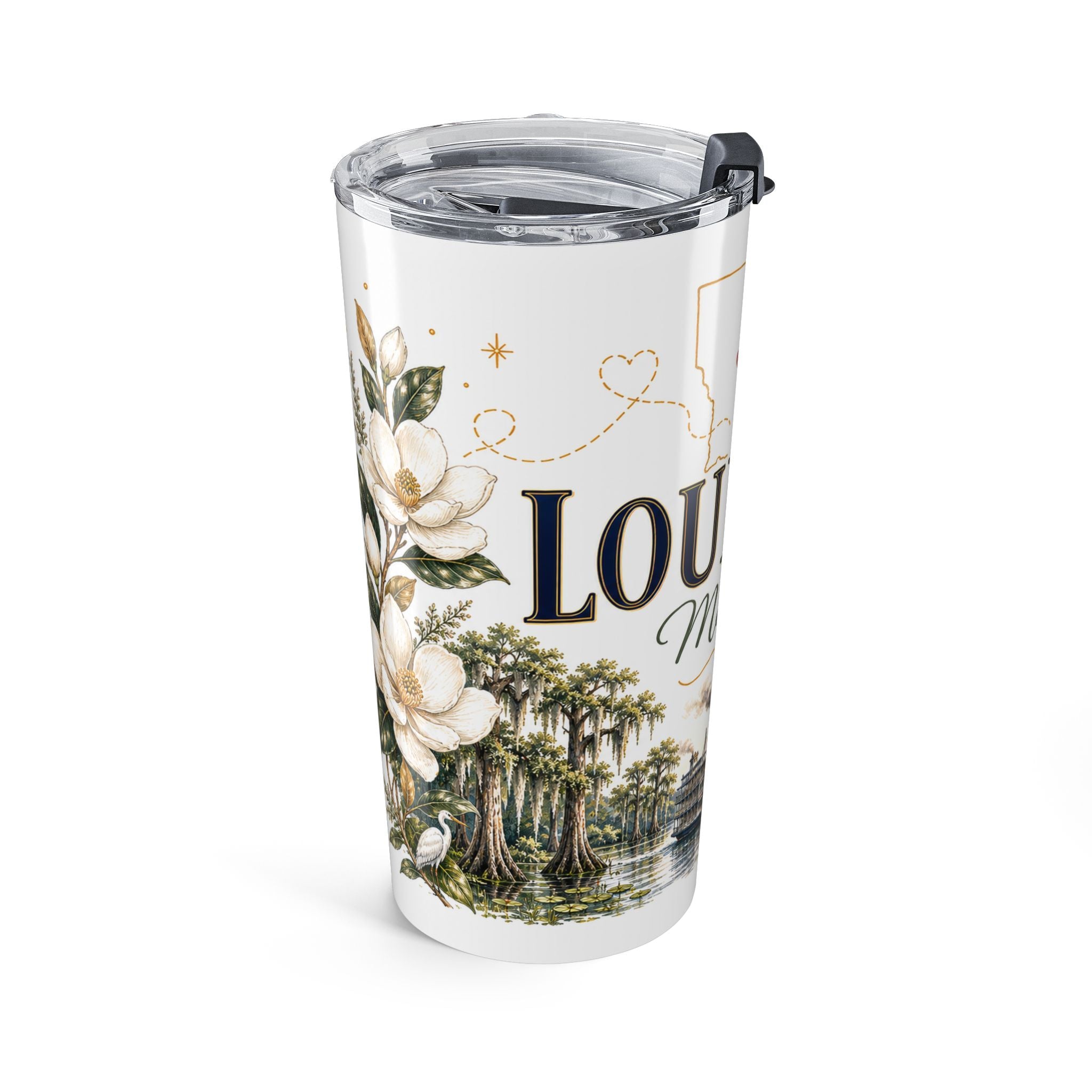 Louisiana State Flower 20oz Tumbler | Magnolia Botanical State Flower Gift | Insulated Stainless Steel Travel Cup