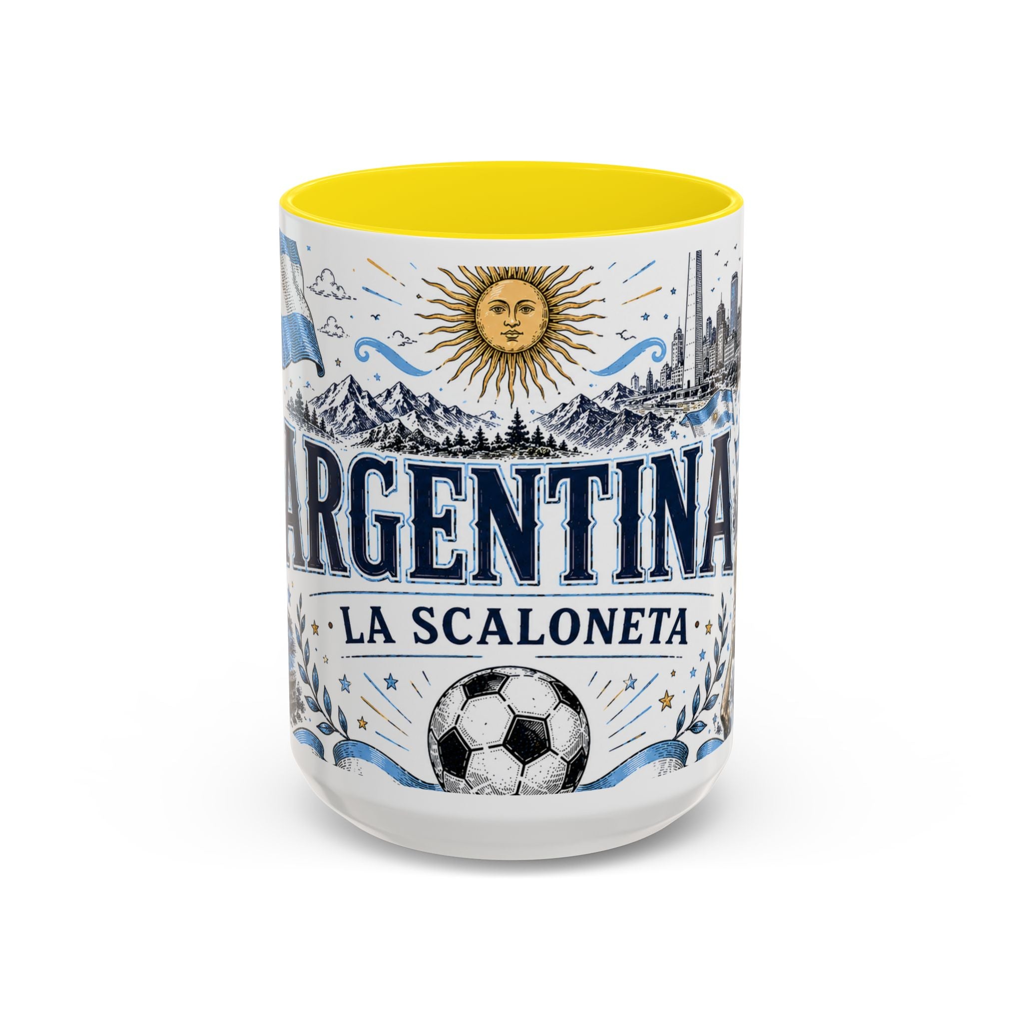 Argentina Soccer Coffee Mug | Soccer Fan Gift | Accent Color Ceramic 11oz 15oz Match Day Cup