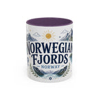 Norwegian Fjords Coffee Mug | Travel Destination Souvenir Gift | Accent Color Ceramic 11oz 15oz