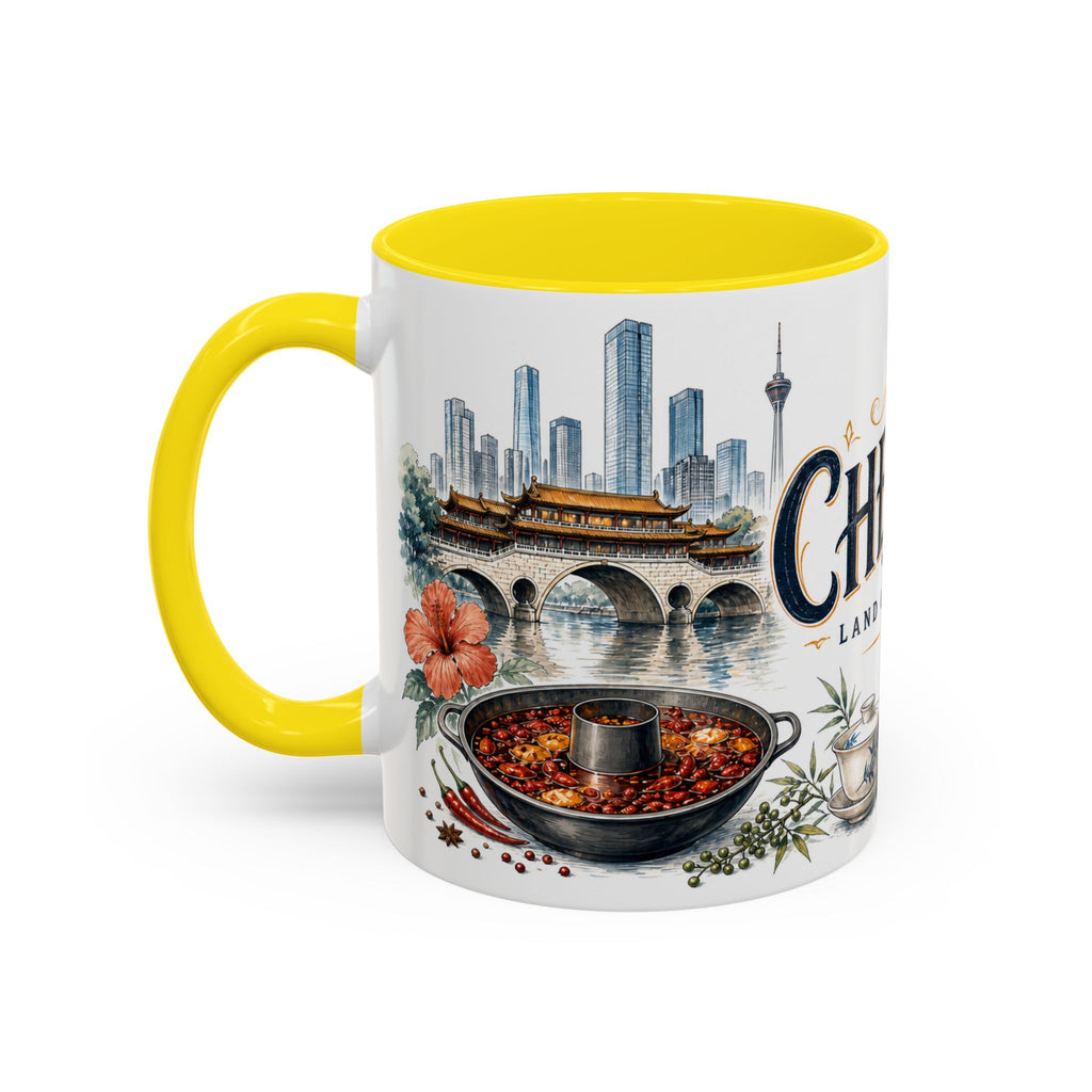 Chengdu Coffee Mug | China Travel Souvenir | Vintage Illustrated City Gift | 11 oz 15 oz Accent Mug