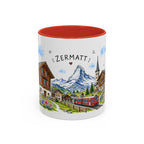 Zermatt Illustrated Travel Mug | Switzerland Souvenir Accent Coffee Mug | 11oz 15oz Ceramic Cup