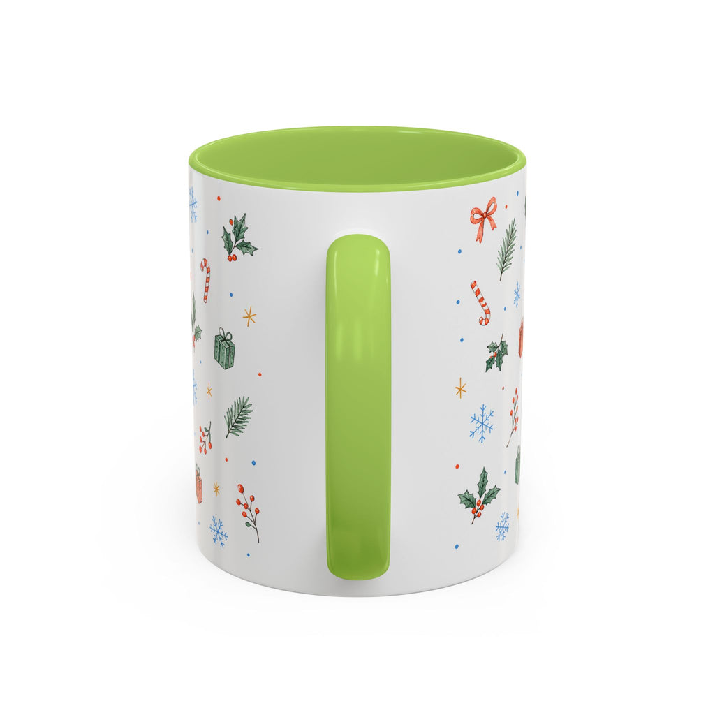 Christmas Candle Mug | Holly Wreath Watercolor Holiday Gift | Accent Cup 11oz 15oz