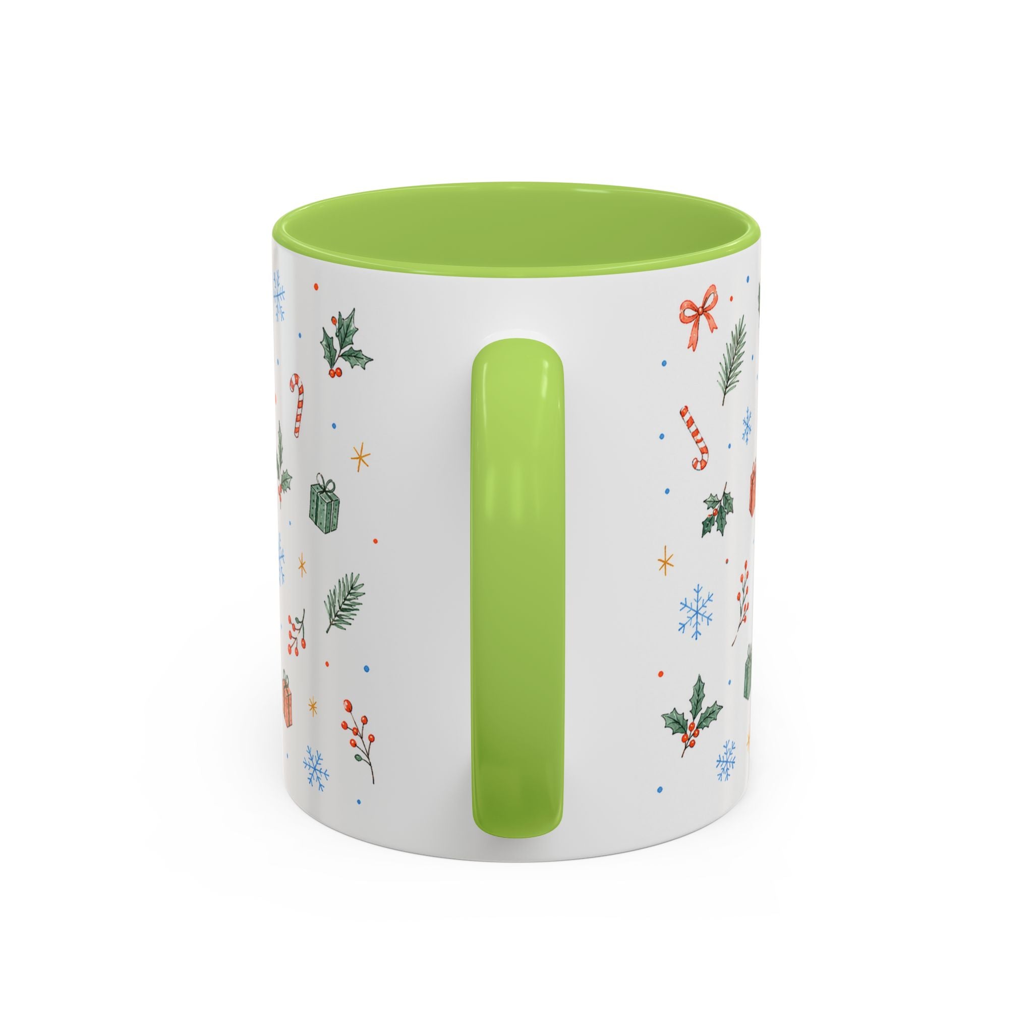 Christmas Candle Mug | Holly Wreath Watercolor Holiday Gift | Accent Cup 11oz 15oz
