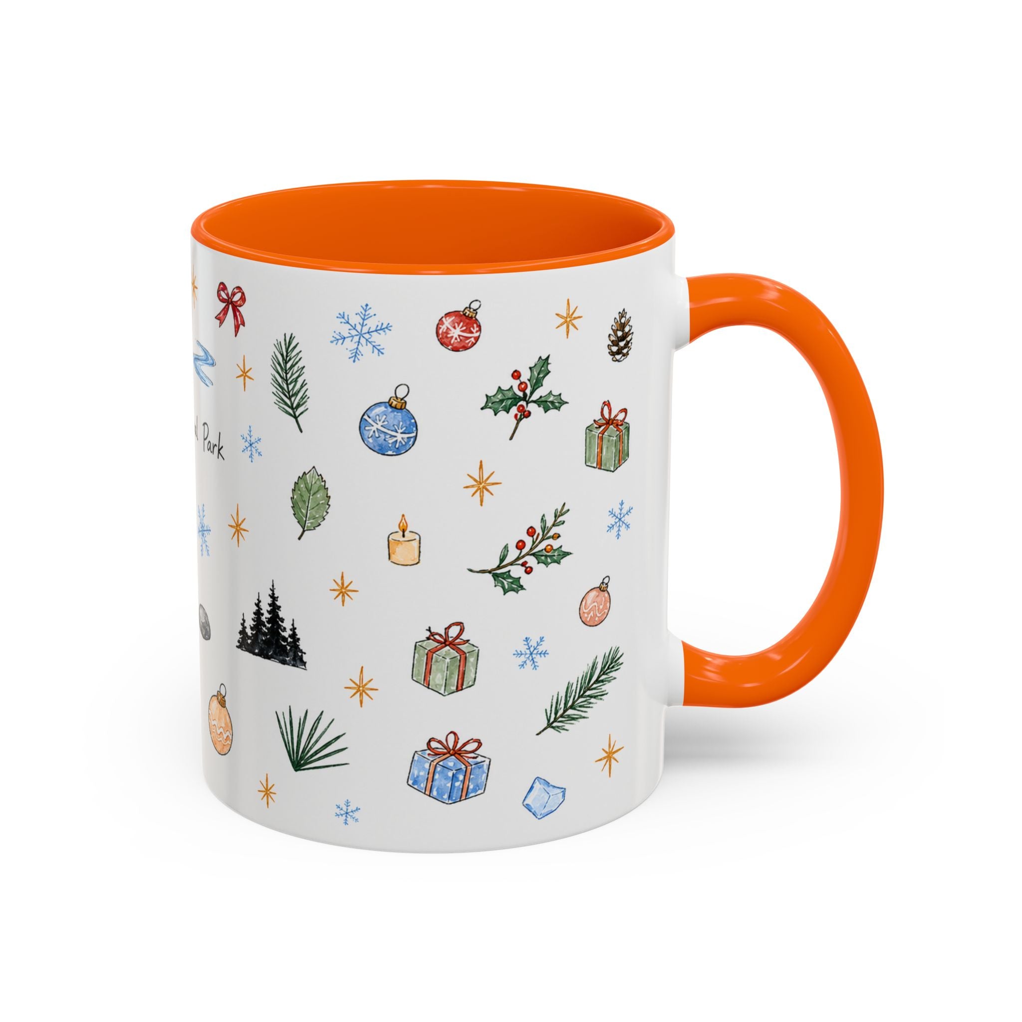 Denali National Park Christmas Mug | Watercolor Travel Souvenir | Holiday Gift | Accent Ceramic Coffee Cup 11oz 15oz