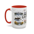 Grand Teton Coffee Mug | National Park Hiking Wyoming Gift | Accent Color Ceramic 11oz 15oz